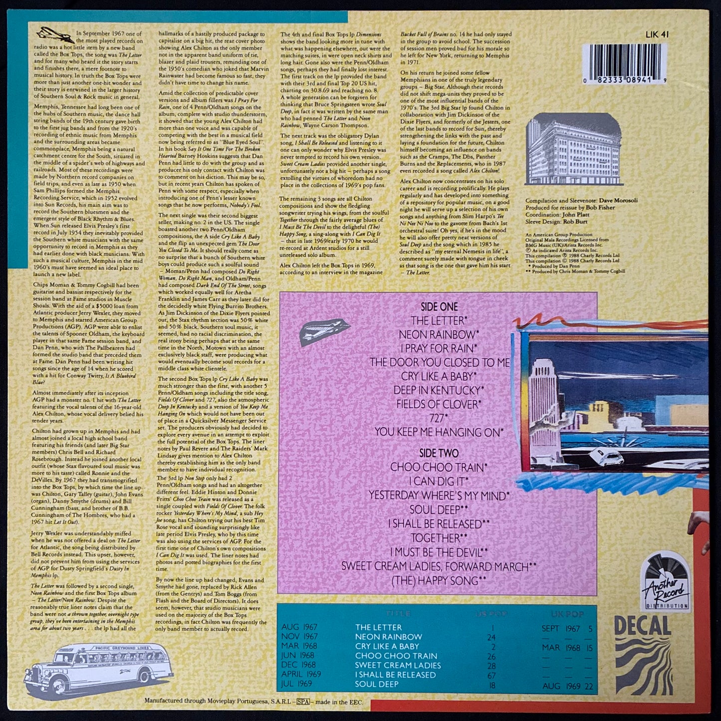 BOX TOPS - THE BEST OF THE BOX TOPS (USED VINYL 1988 UK/EU M-/M-)