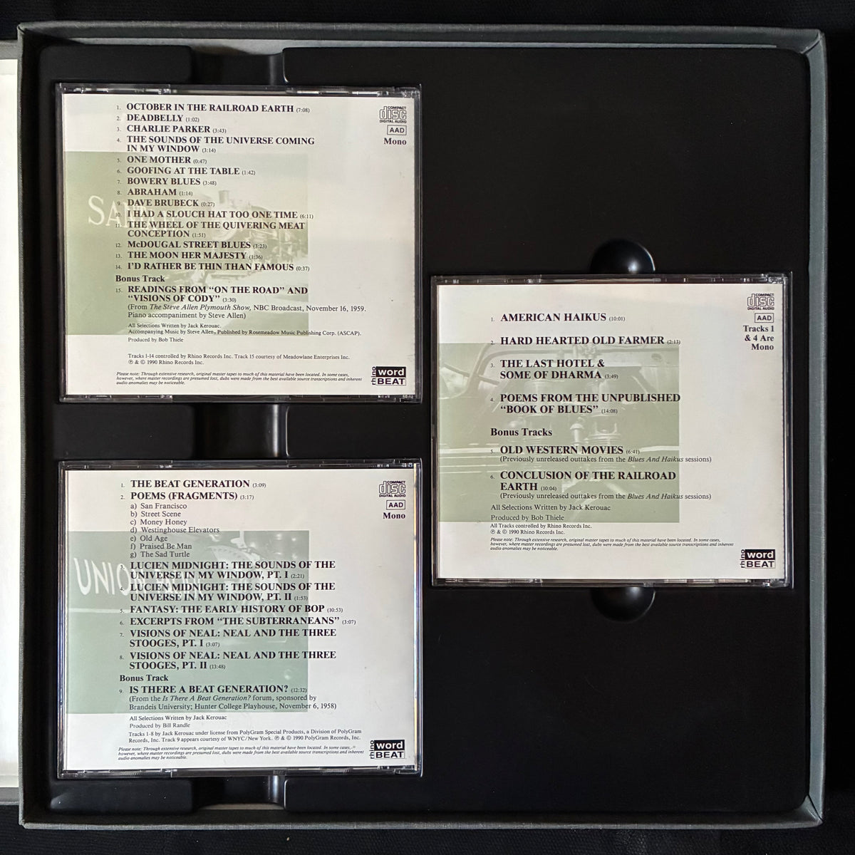 JACK KEROUAC - THE JACK KEROUAC COLLECTION (3CD BOX SET) (USED CD 1990 US M-/M-)