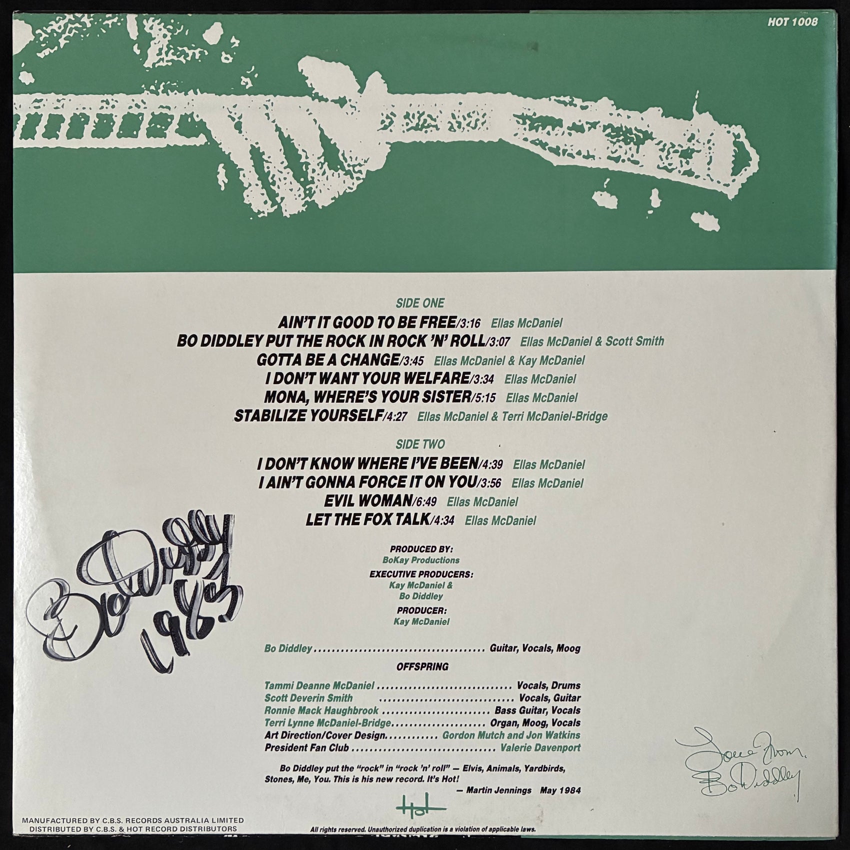 BO DIDDLEY - AIN'T IT GOOD TO BE FREE (USED VINYL 1984 AUS M-/EX+)