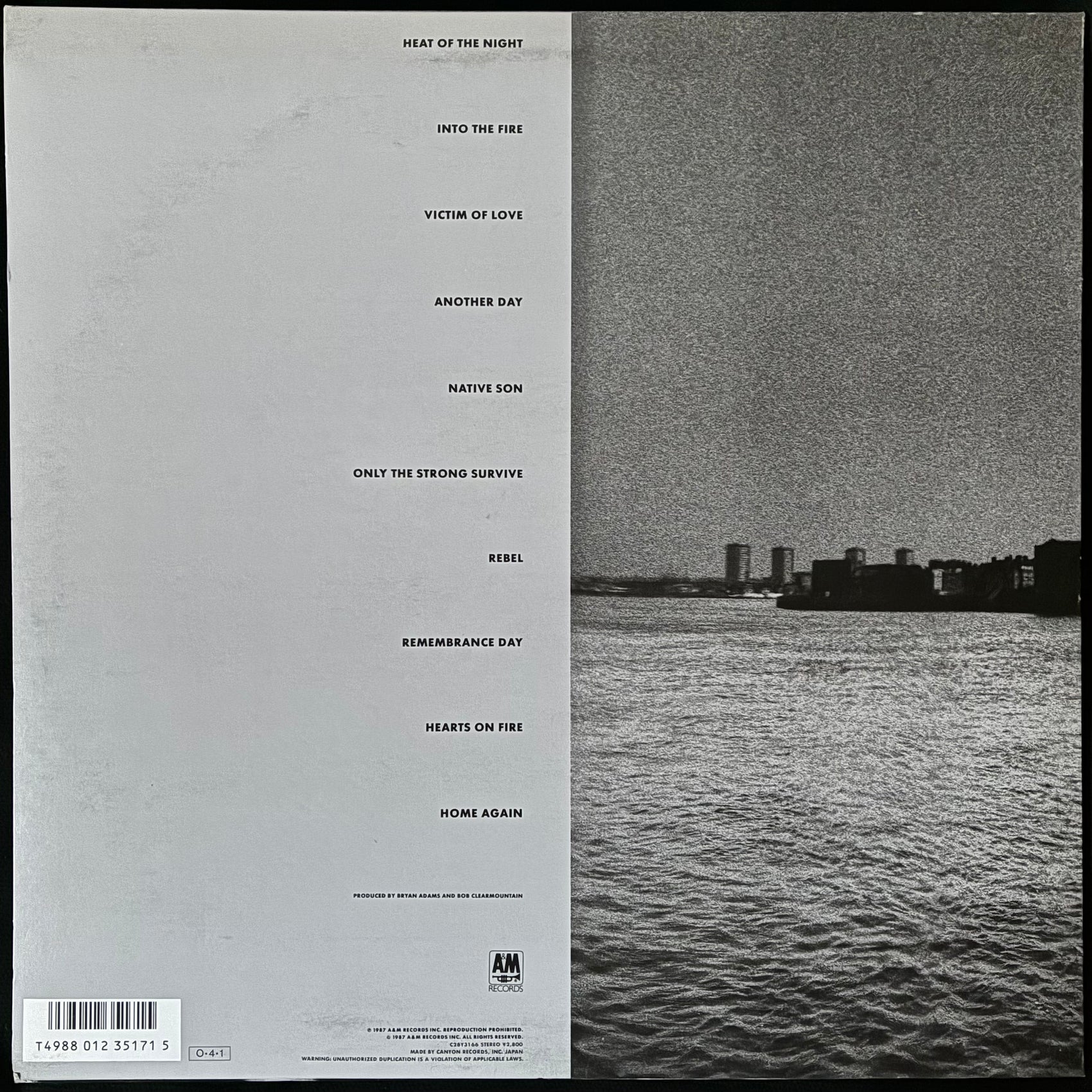 BRYAN ADAMS - INTO THE FIRE (USED VINYL 1987 JAPAN M-/EX)