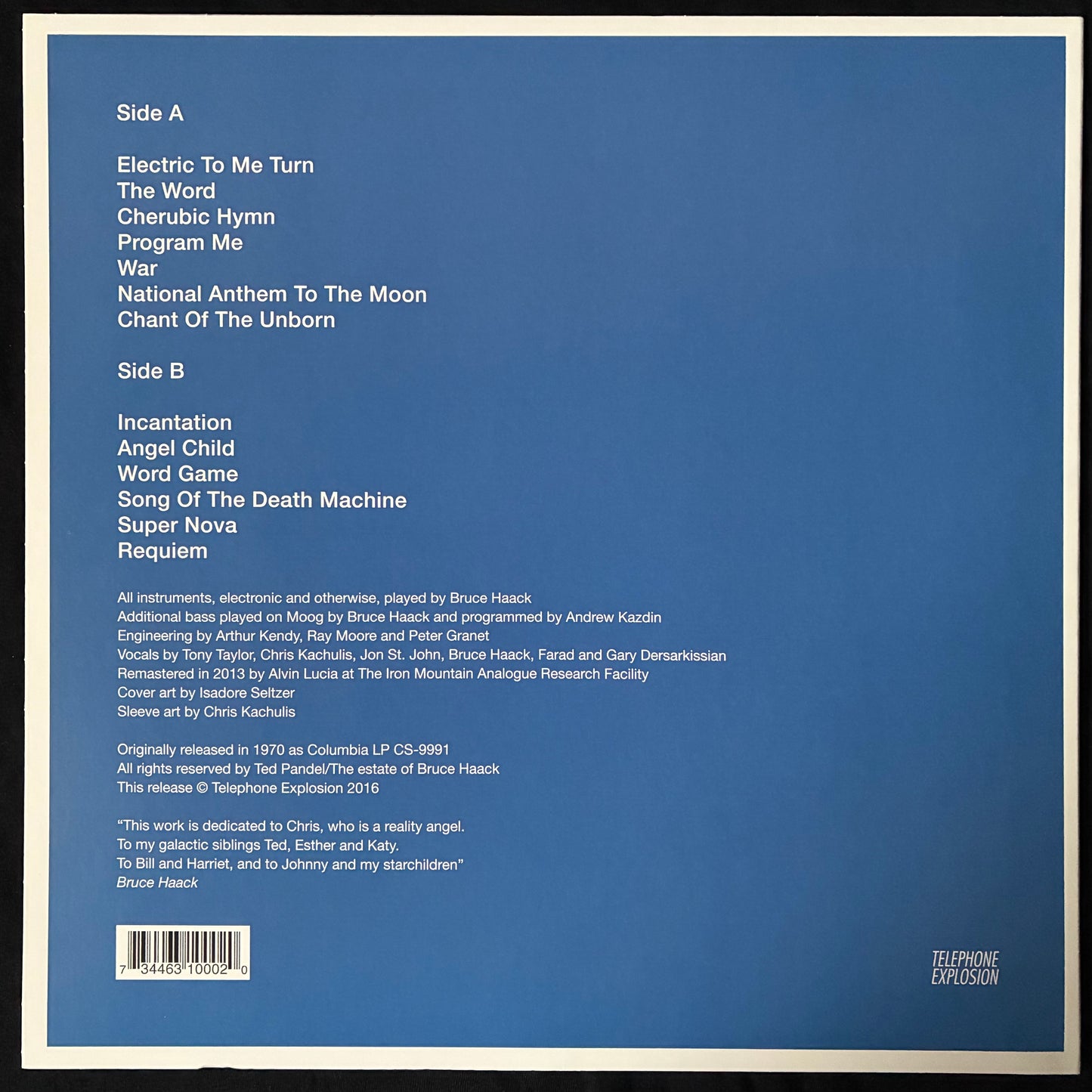 BRUCE HAACK - THE ELECTRIC LUCIFER : CREATED BY BRUCE HAACK (USED VINYL 2016 CANADA M-/M-)