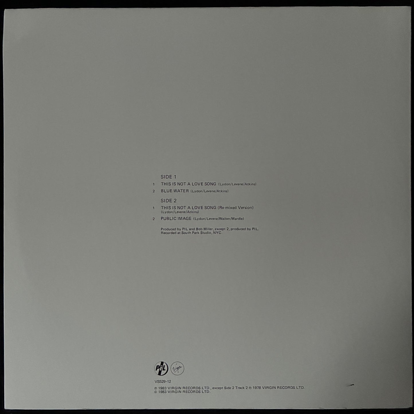 PUBLIC IMAGE LTD - THIS IS NOT A LOVE SONG (12" EP) (USED VINYL 1983 AUS M-/M-)