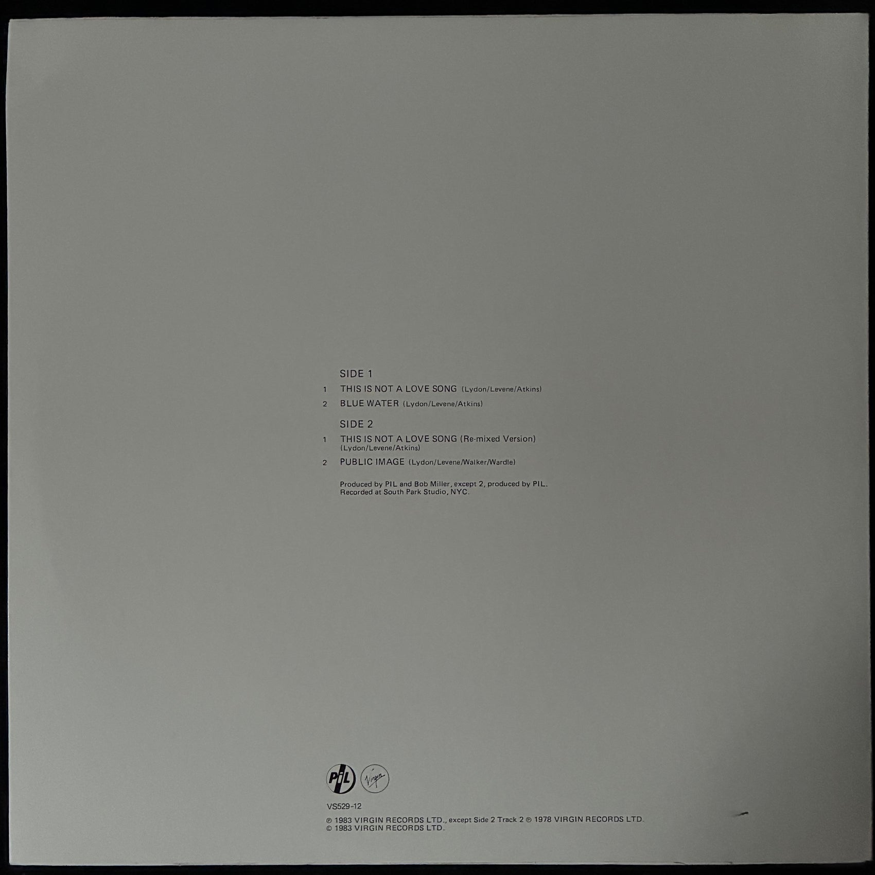PUBLIC IMAGE LTD - THIS IS NOT A LOVE SONG (12" EP) (USED VINYL 1983 AUS M-/M-)