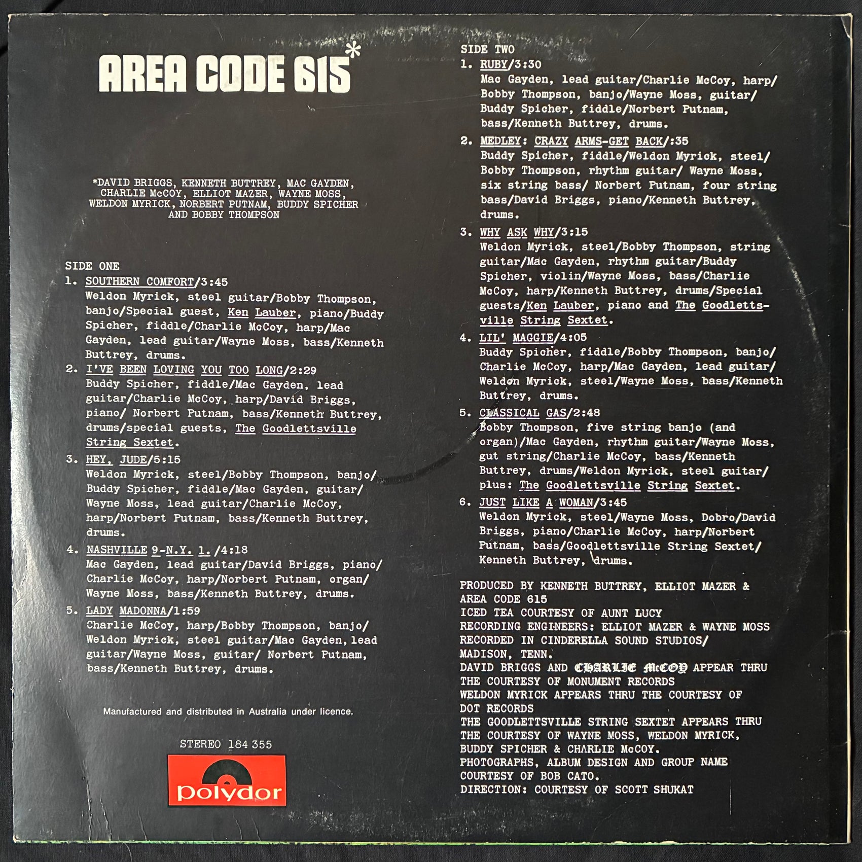 AREA CODE 615* - AREA CODE 615* (USED VINYL 1977 AUS EX+/EX+)