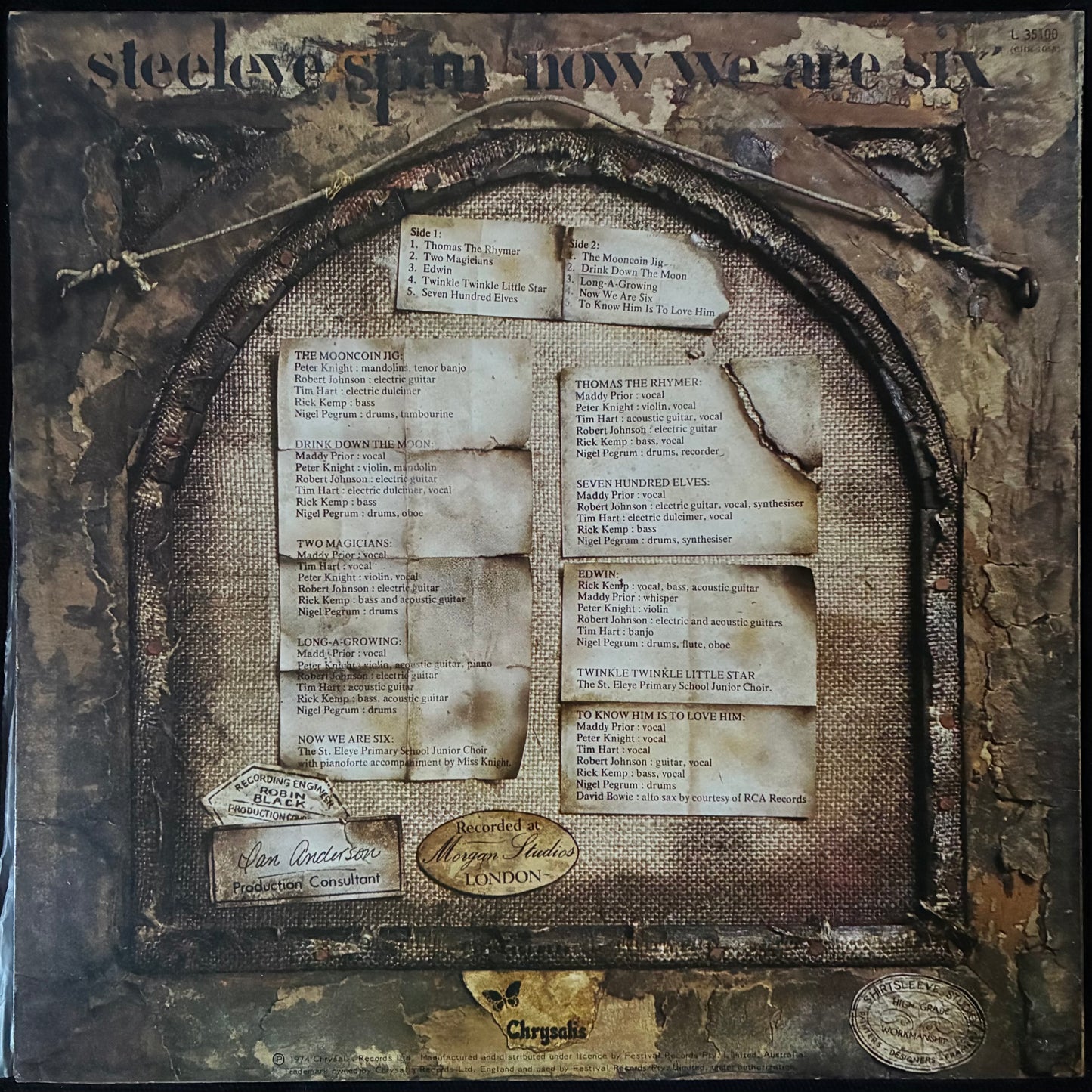 STEELEYE SPAN - NOW WE ARE SIX (USED VINYL 1974 AUS M-/EX+)