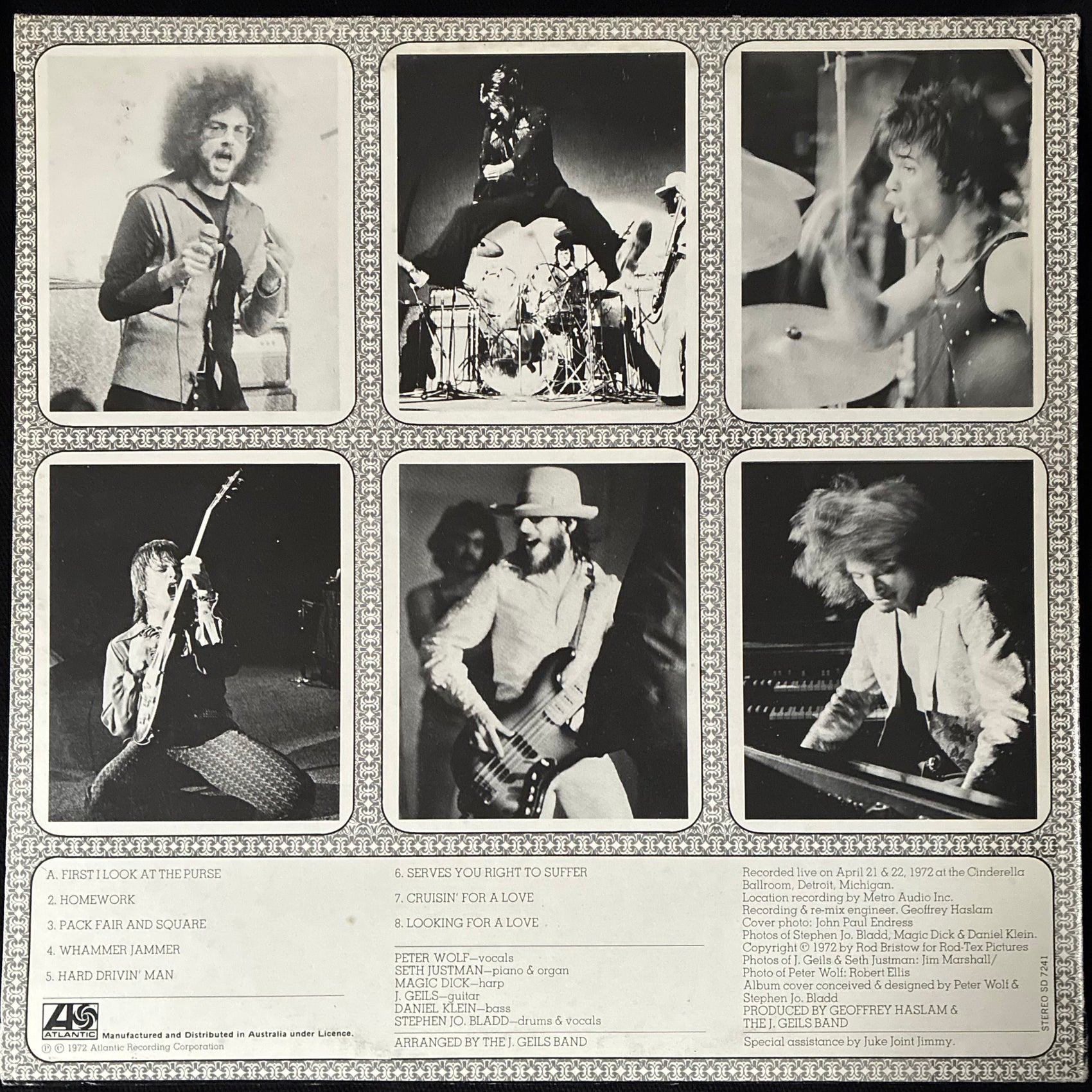 J. GEILS BAND - FULL HOUSE (USED VINYL 1972 AUS M-/EX+)