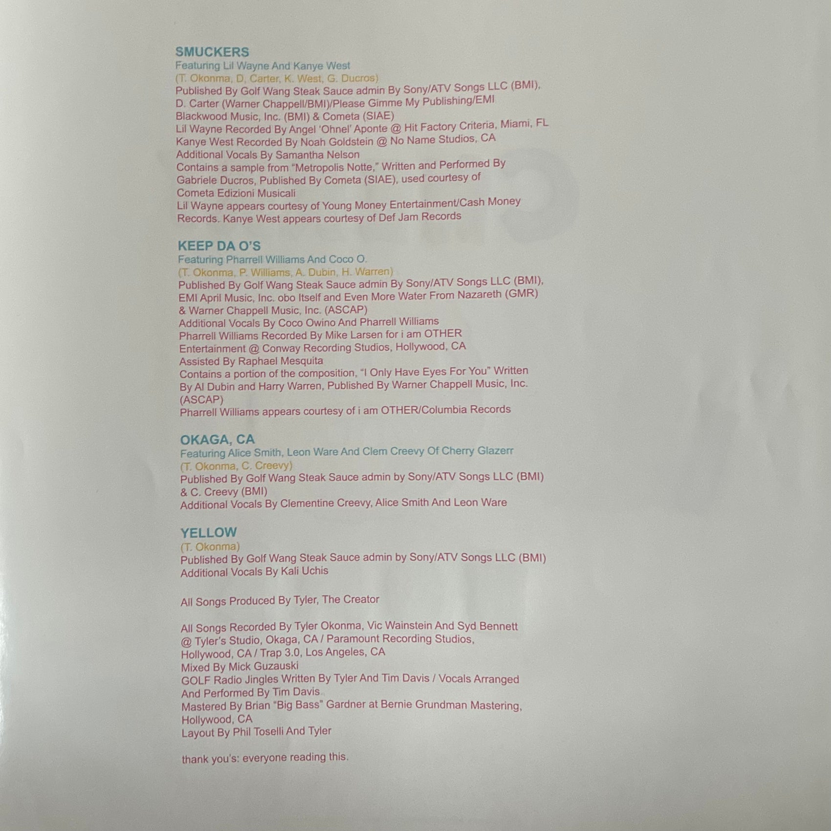 TYLER, THE CREATOR - CHERRY BOMB (RED COLOURED) (USED VINYL 2020 US M-/M-)