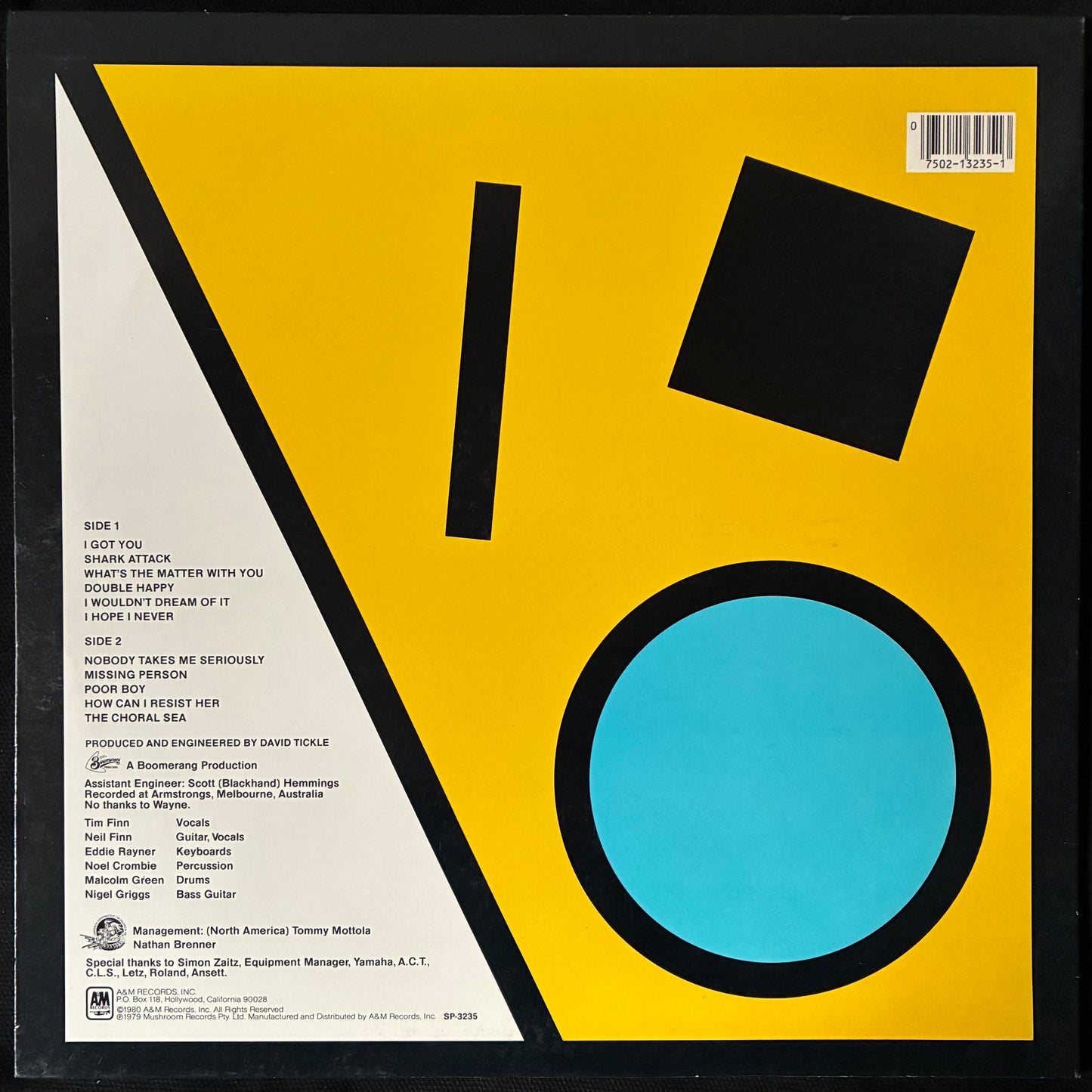 SPLIT ENZ - TRUE COLOURS (USED VINYL 1980 US M-/M-)