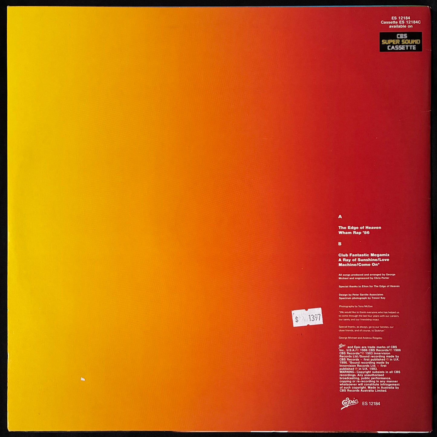 WHAM! - THE EDGE OF HEAVEN (12") (USED VINYL AUS 1986 M-/M-)
