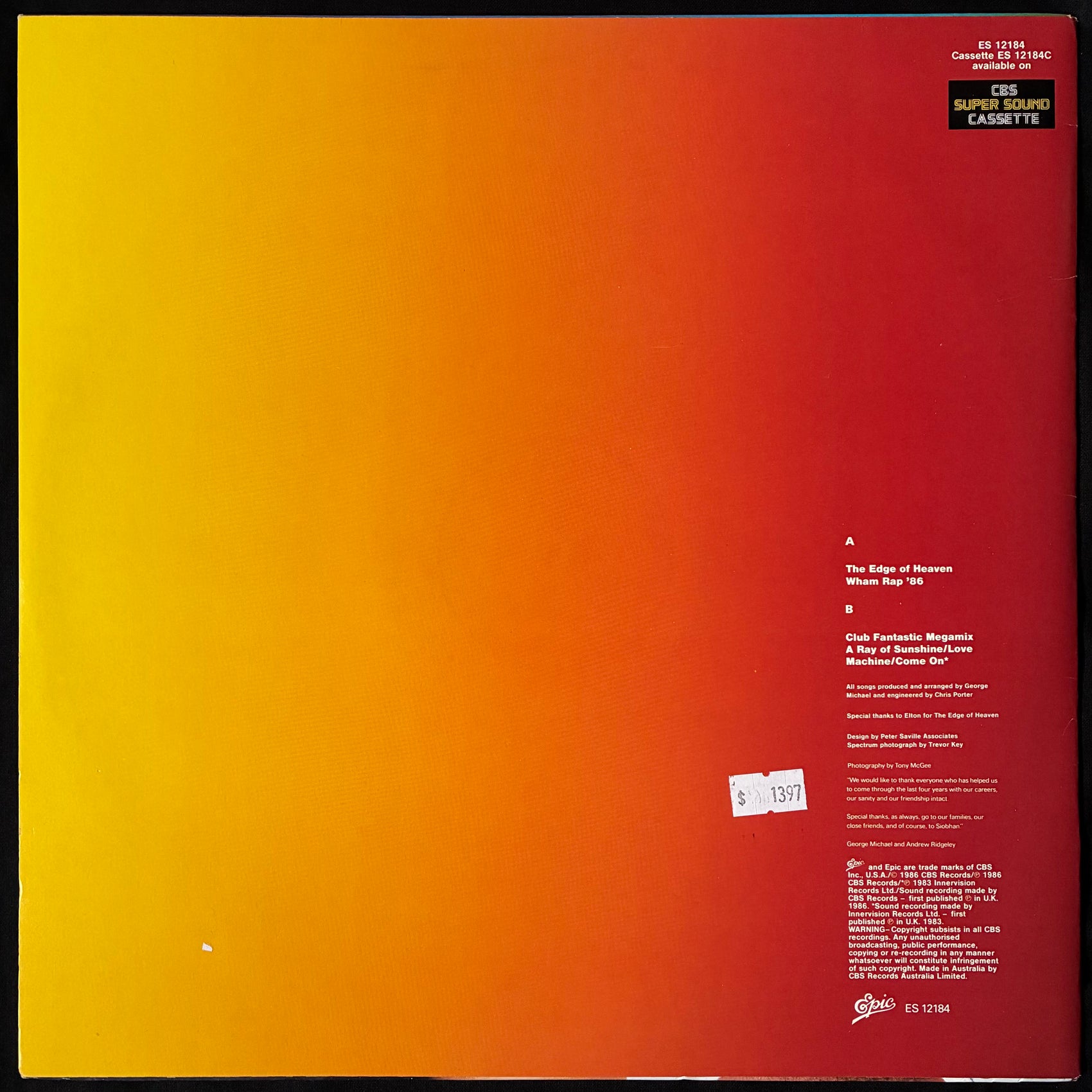 WHAM! - THE EDGE OF HEAVEN (12") (USED VINYL AUS 1986 M-/M-)