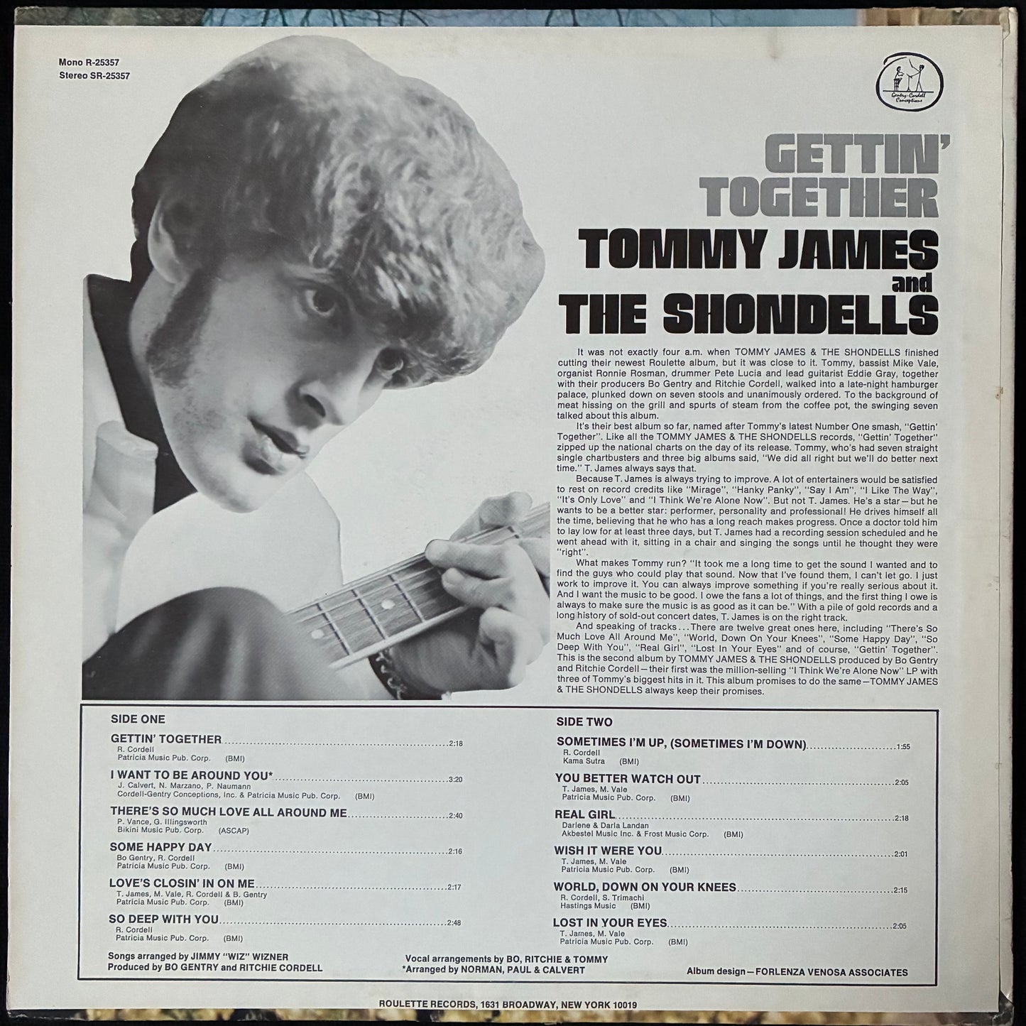 TOMMY JAMES AND THE SHONDELLS - GETTIN' TOGETHER (USED VINYL 1967 US M-/EX+)