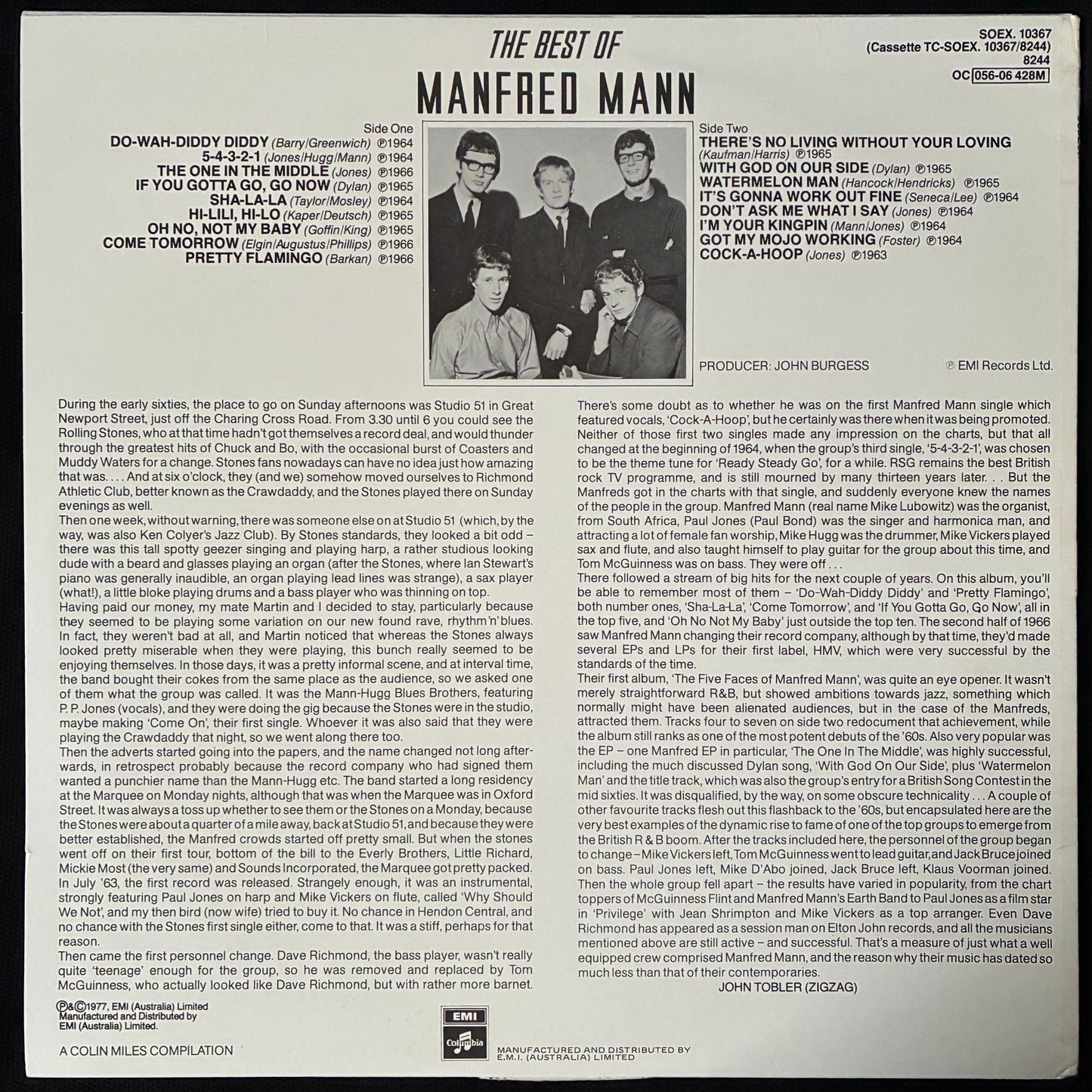 MANFRED MANN - THE BEST OF MANFRED MANN (USED VINYL 1977 AUS M-/EX-)