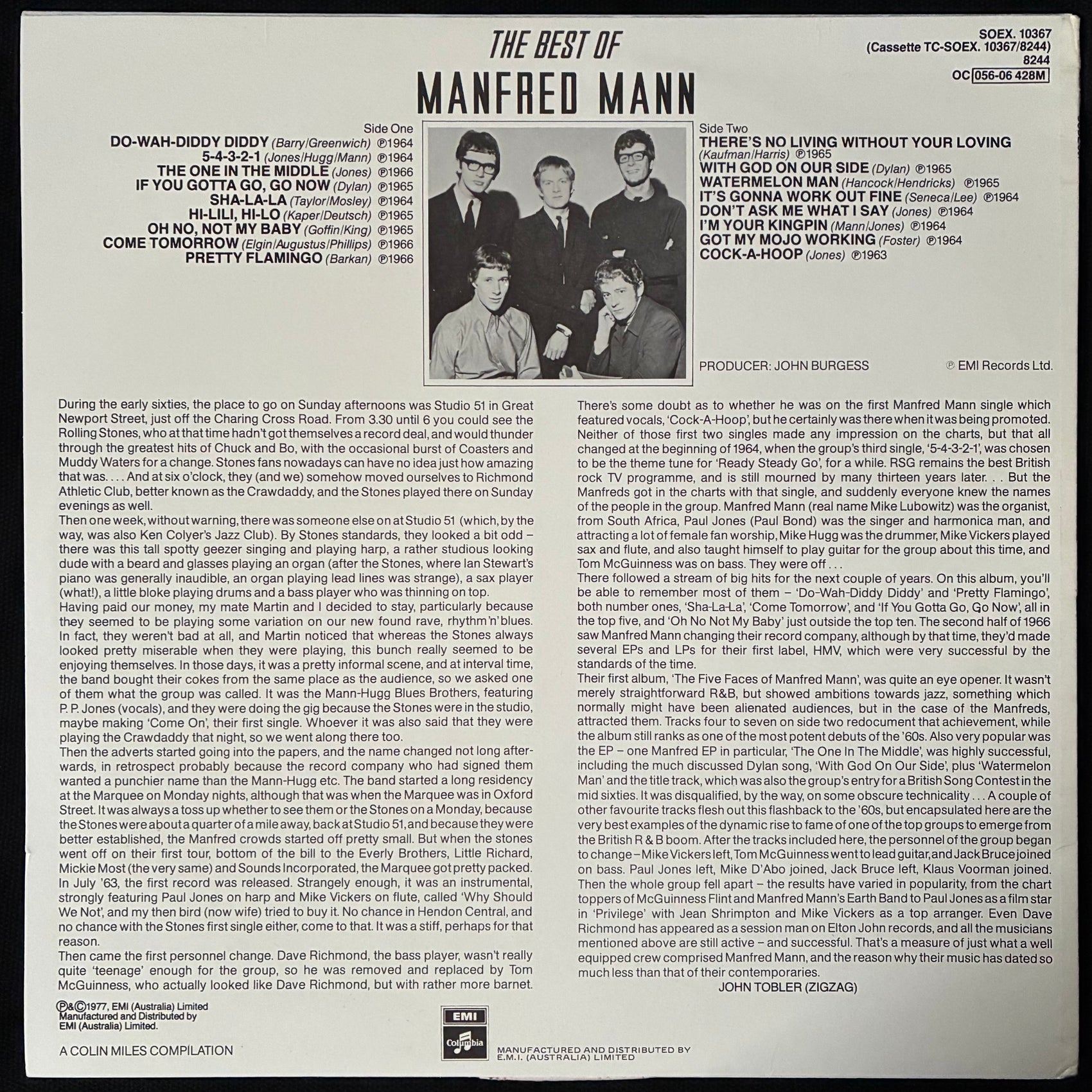 MANFRED MANN - THE BEST OF MANFRED MANN (USED VINYL 1977 AUS M-/EX-)