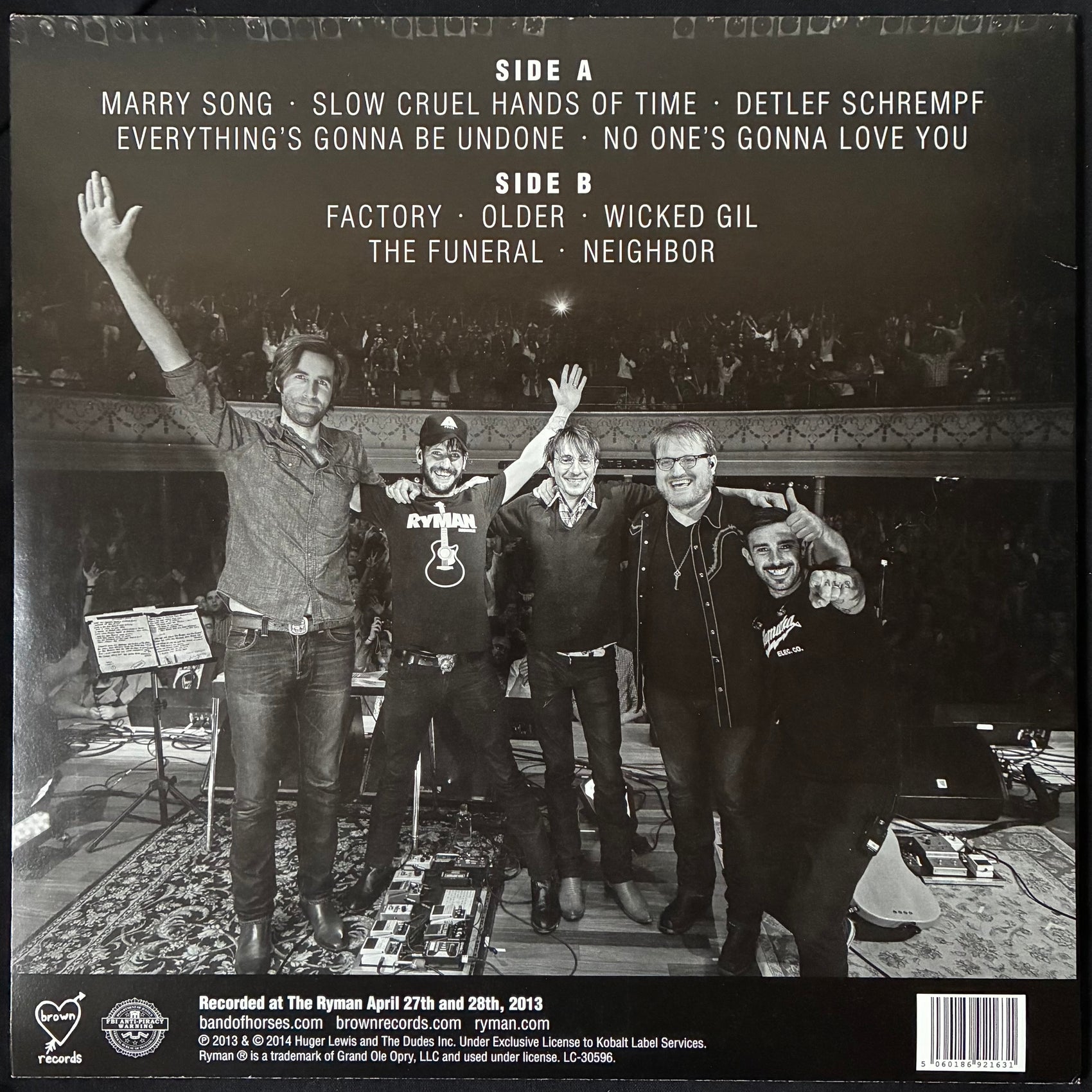BAND OF HORSES - ACOUSTIC AT THE RYMAN (180GM) (USED VINYL 2014 US M-/M-)