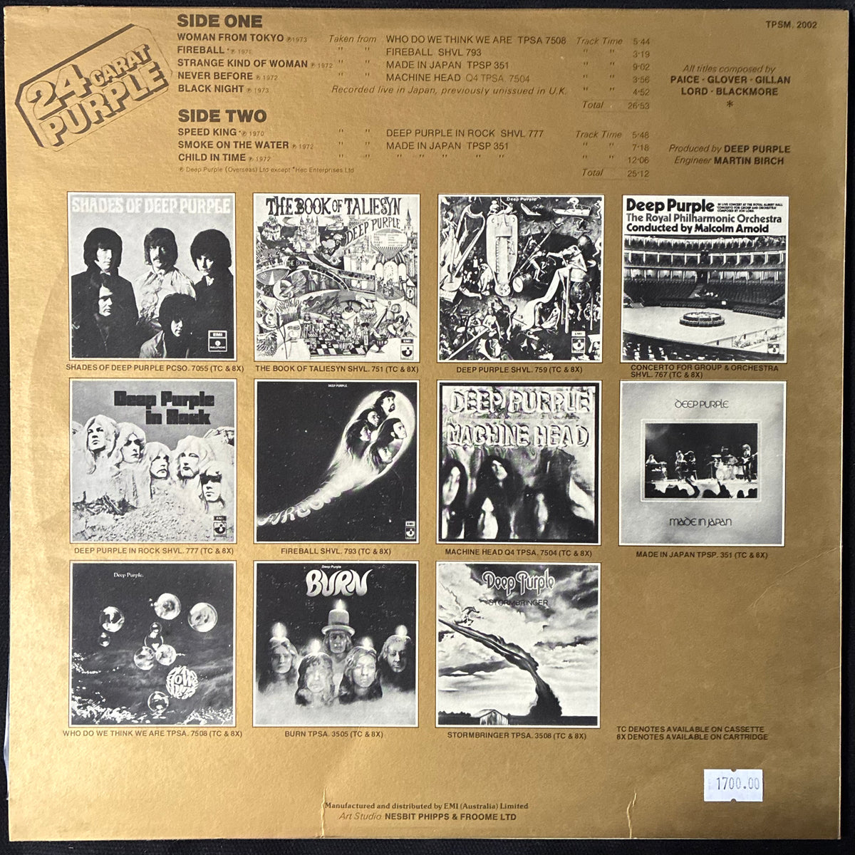 DEEP PURPLE - 24 CARAT PURPLE (USED VINYL 1976 AUS M-/EX+)