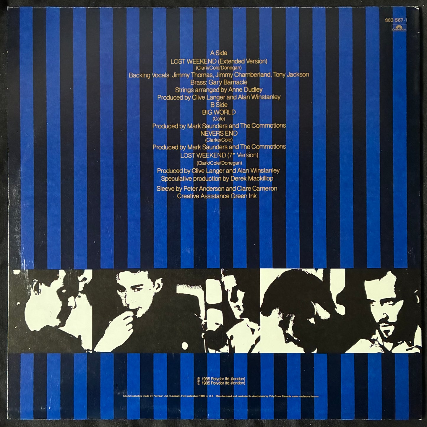 LLOYD COLE AND THE COMMOTIONS - LOST WEEKEND (EXTENDED VERSION) (12") (USED VINYL 1985 AUS M-/M-)