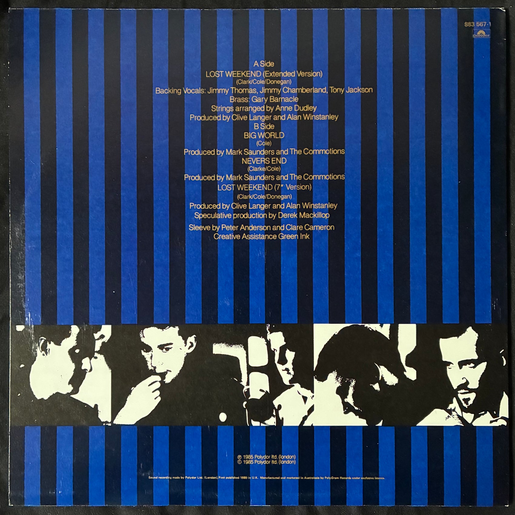 LLOYD COLE AND THE COMMOTIONS - LOST WEEKEND (EXTENDED VERSION) (12") (USED VINYL 1985 AUS M-/M-)