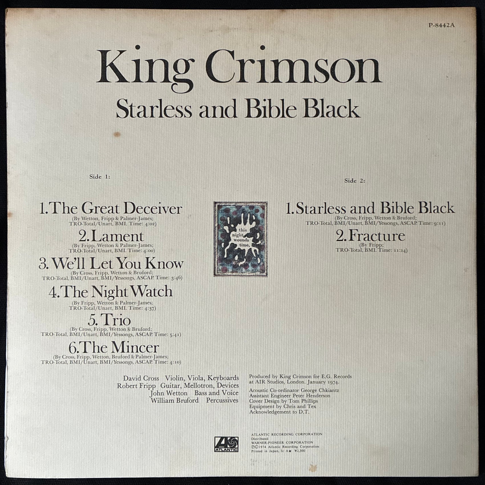 KING CRIMSON - STARLESS AND BIBLE BLACK (FIRST PRESSING) (USED VINYL 1974 JAPAN EX+/EX-)