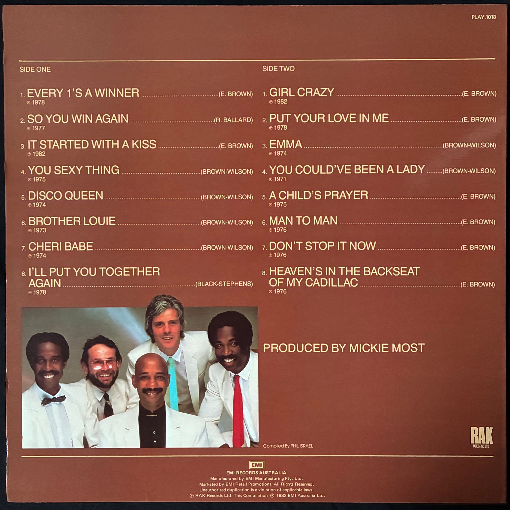 HOT CHOCOLATE - HOT CHOCOLATE'S GREATEST HITS (USED VINYL 1982 AUS M-/M-)