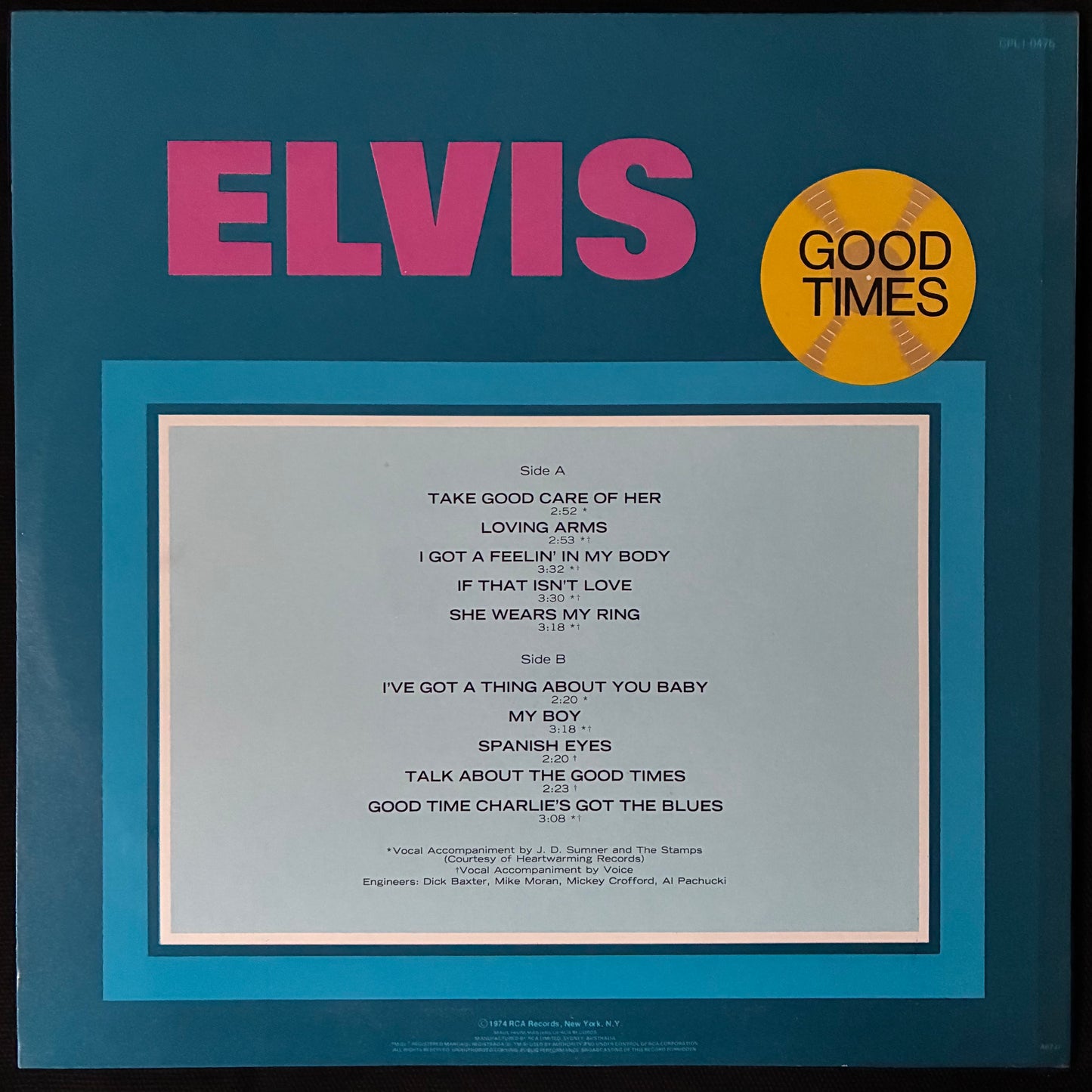 ELVIS PRESLEY - GOOD TIMES (USED VINYL 1974 AUS M-/M-)