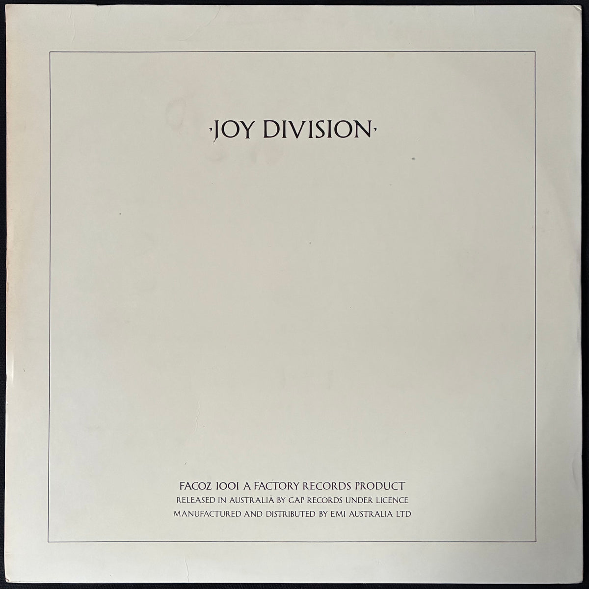 JOY DIVISION - CLOSER (FIRST PRESSING) (USED VINYL 1981 AUS EX+/EX)