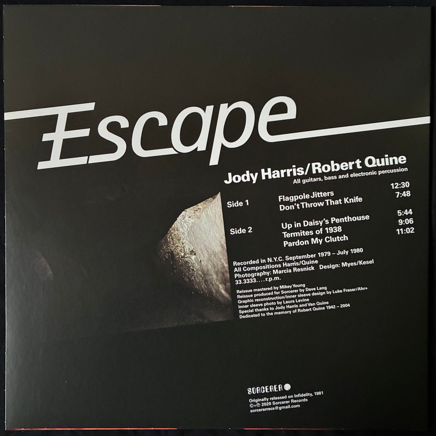 JODY HARRIS/ROBERT QUINE - ESCAPE (WHITE COLOURED) (USED VINYL 2020 AUS M-/M-)