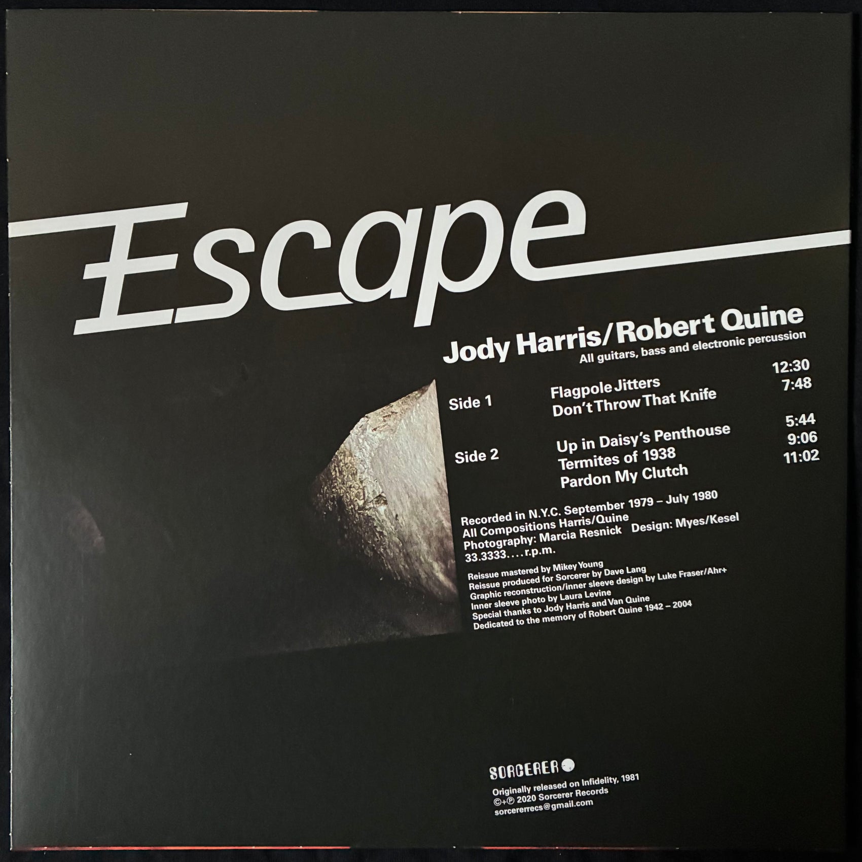 JODY HARRIS/ROBERT QUINE - ESCAPE (WHITE COLOURED) (USED VINYL 2020 AUS M-/M-)
