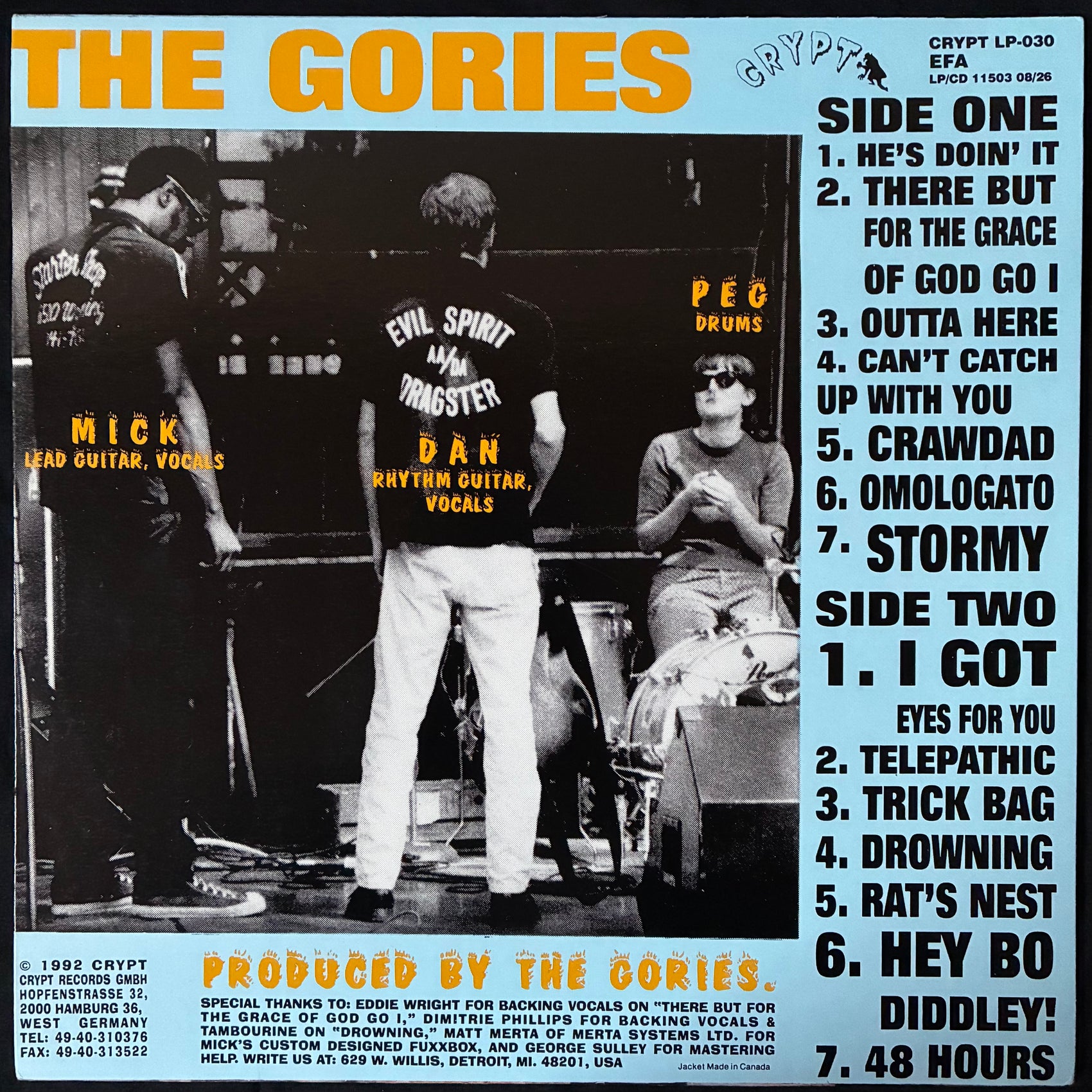 GORIES - OUTTA HERE (USED VINYL 1992 US M-/M-)
