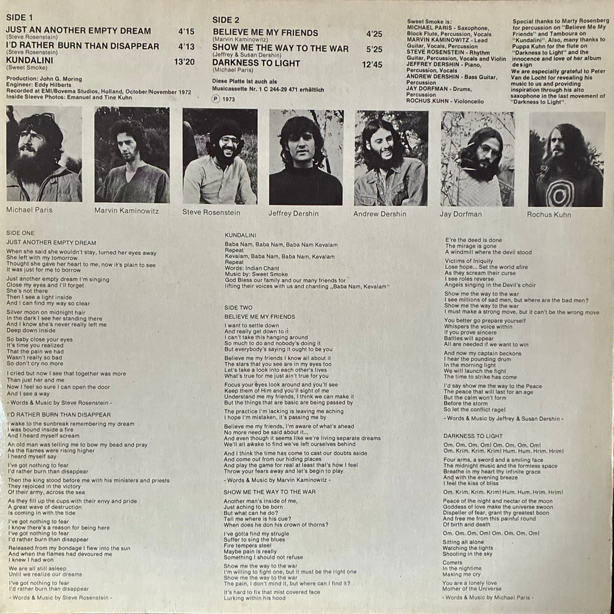 SWEET SMOKE - DARKNESS TO LIGHT (USED VINYL 1973 GERMANY EX/EX-)