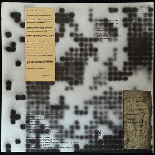 EBERHARD SCHOENER AND THE SECRET SOCIETY - TRANCE-FORMATION (USED VINYL 1977 GERMANY M-/EX+)