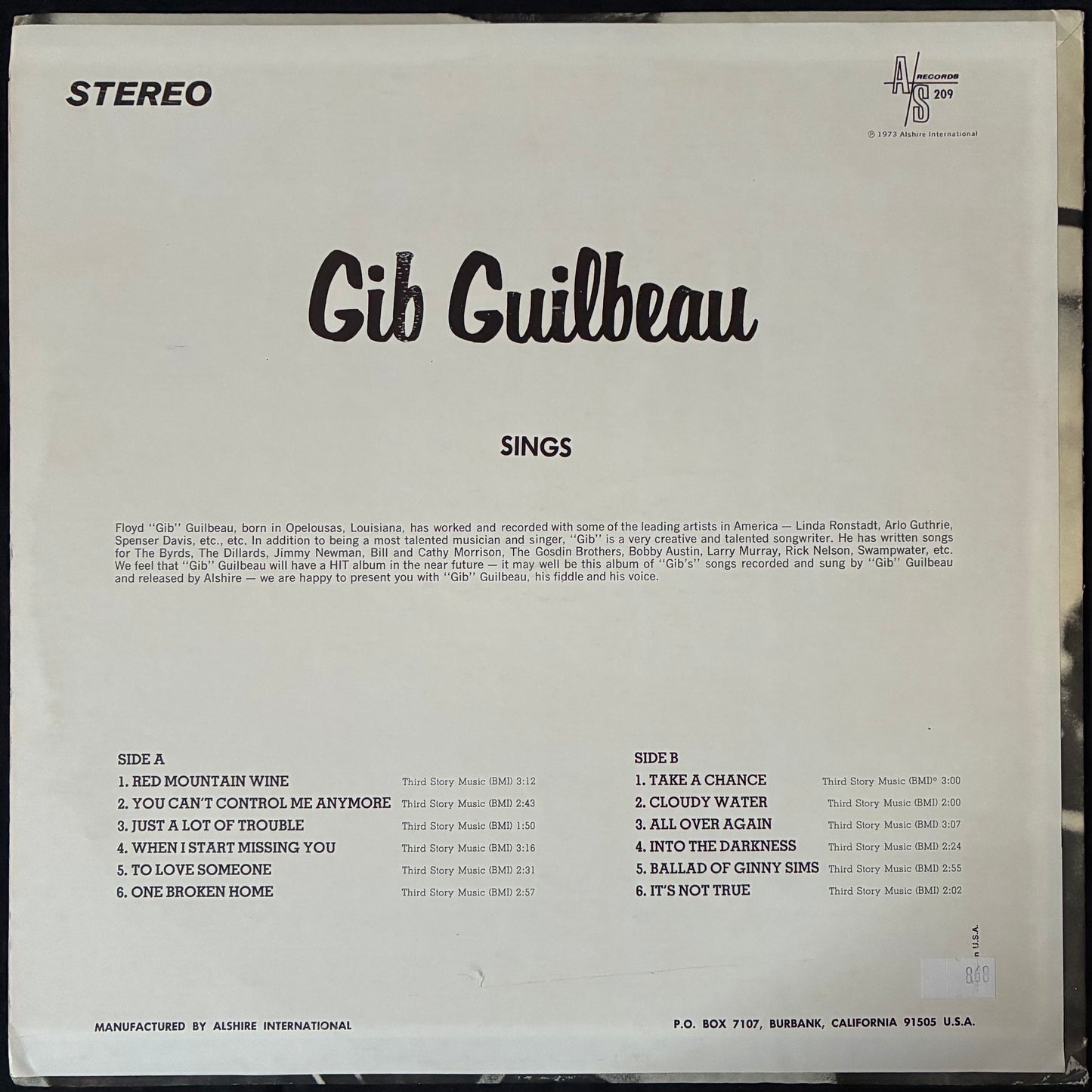 GIB GUILBEAU - SINGS (USED VINYL 1973 US EX+/EX+)