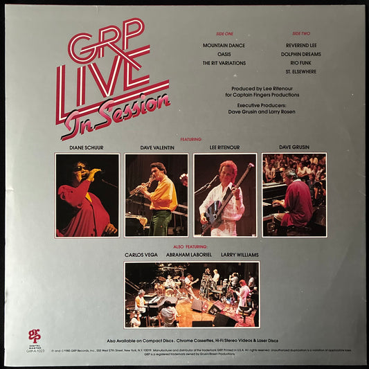 GRUSIN RITENOUR SCHUUR VALENTIN - GRP LIVE IN SESSION (USED VINYL 1985 US M-/EX+)