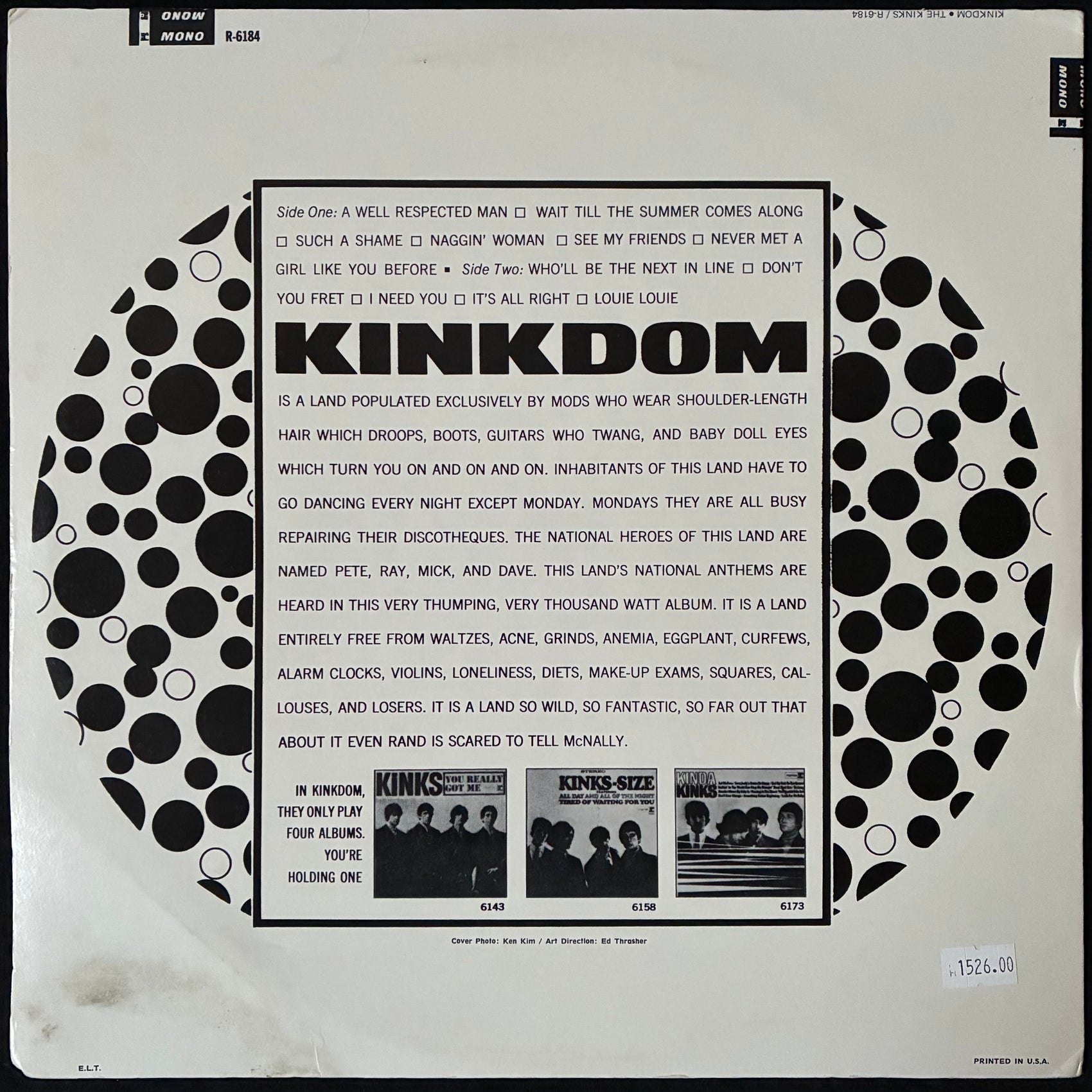 KINKS - KINKDOM (MONO) (USED VINYL US M-/EX-)