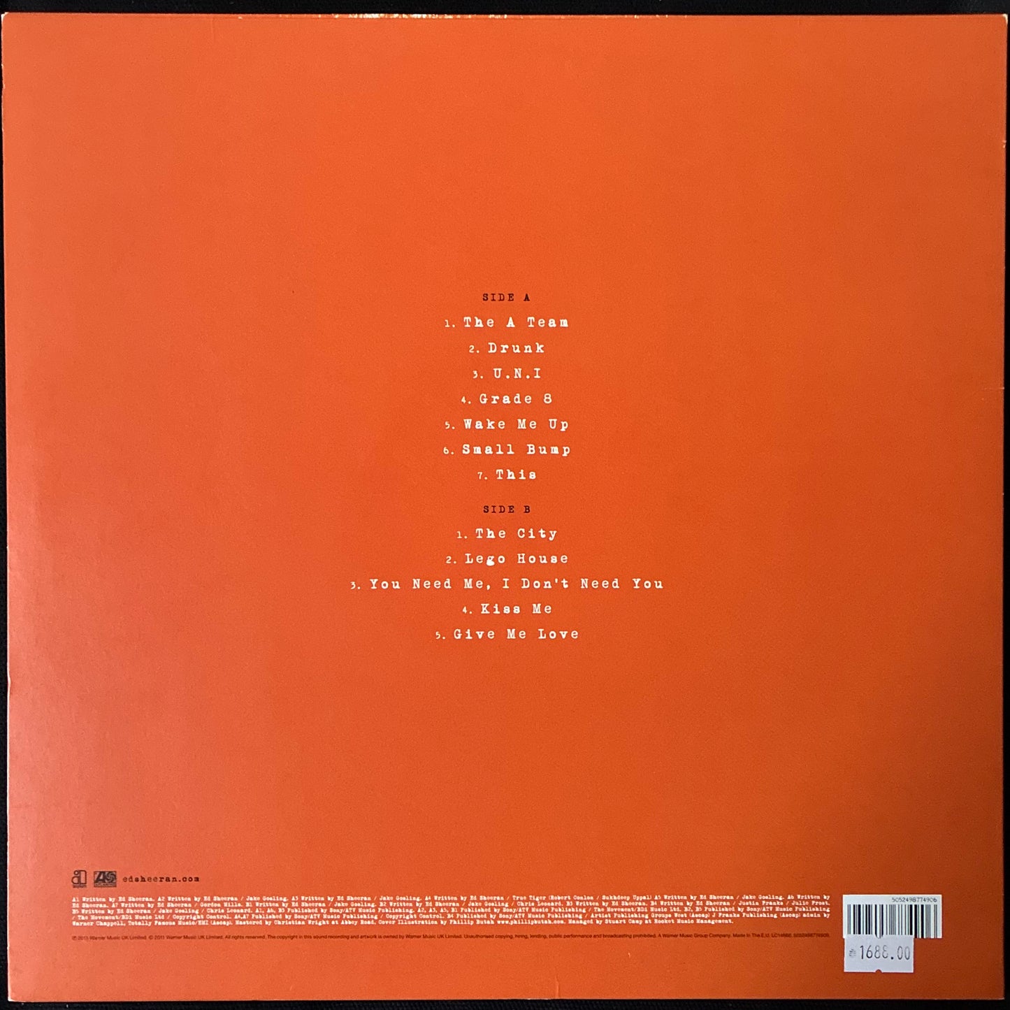 ED SHEERAN - + (ORANGE COLOURED) (USED VINYL 2011 EU M-/M-)