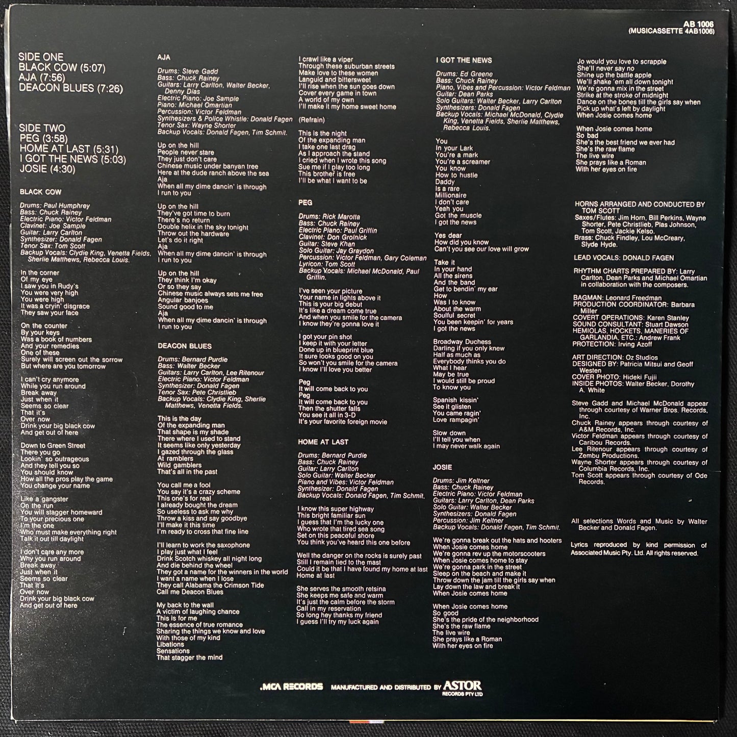 STEELY DAN - AJA (USED VINYL 1977 AUS EX+/M-)