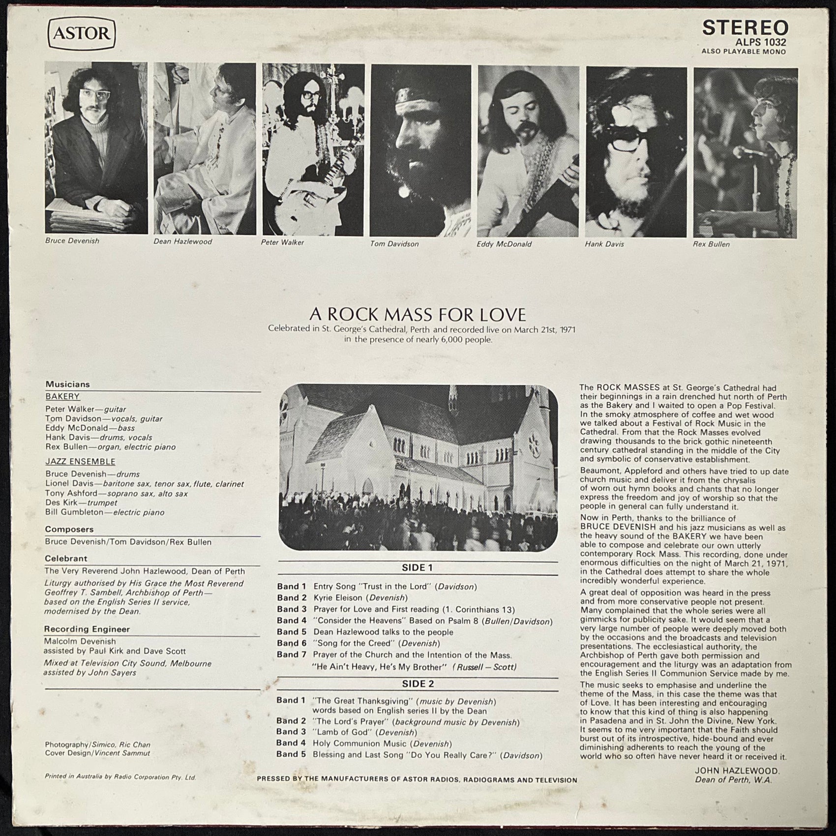 BAKERY - ROCK MASS FOR LOVE (USED VINYL 1971 AUS EX/EX+)