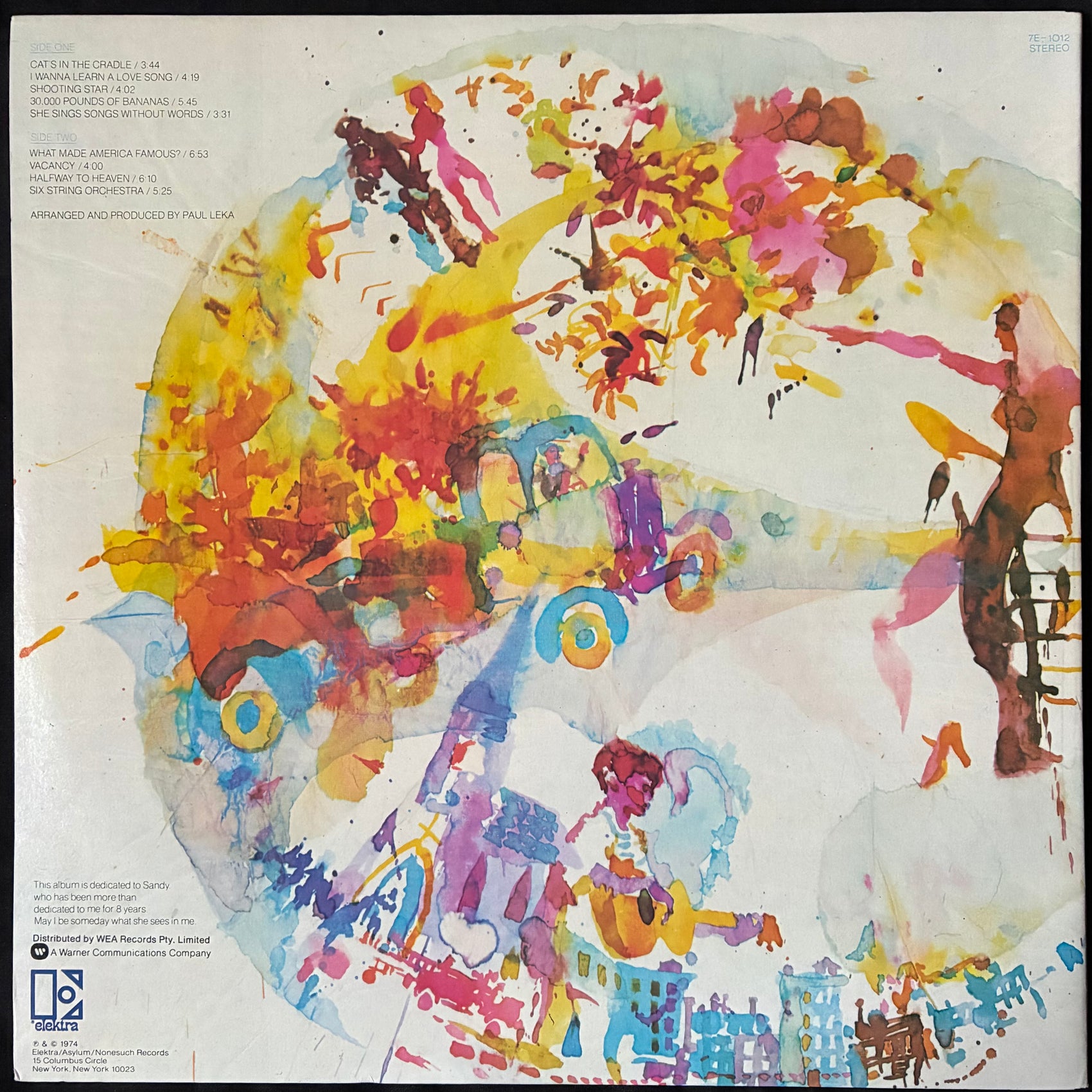 HARRY CHAPIN - VERITAS & BAULDERDASH (USED VINYL 1974 AUS M-/M-)