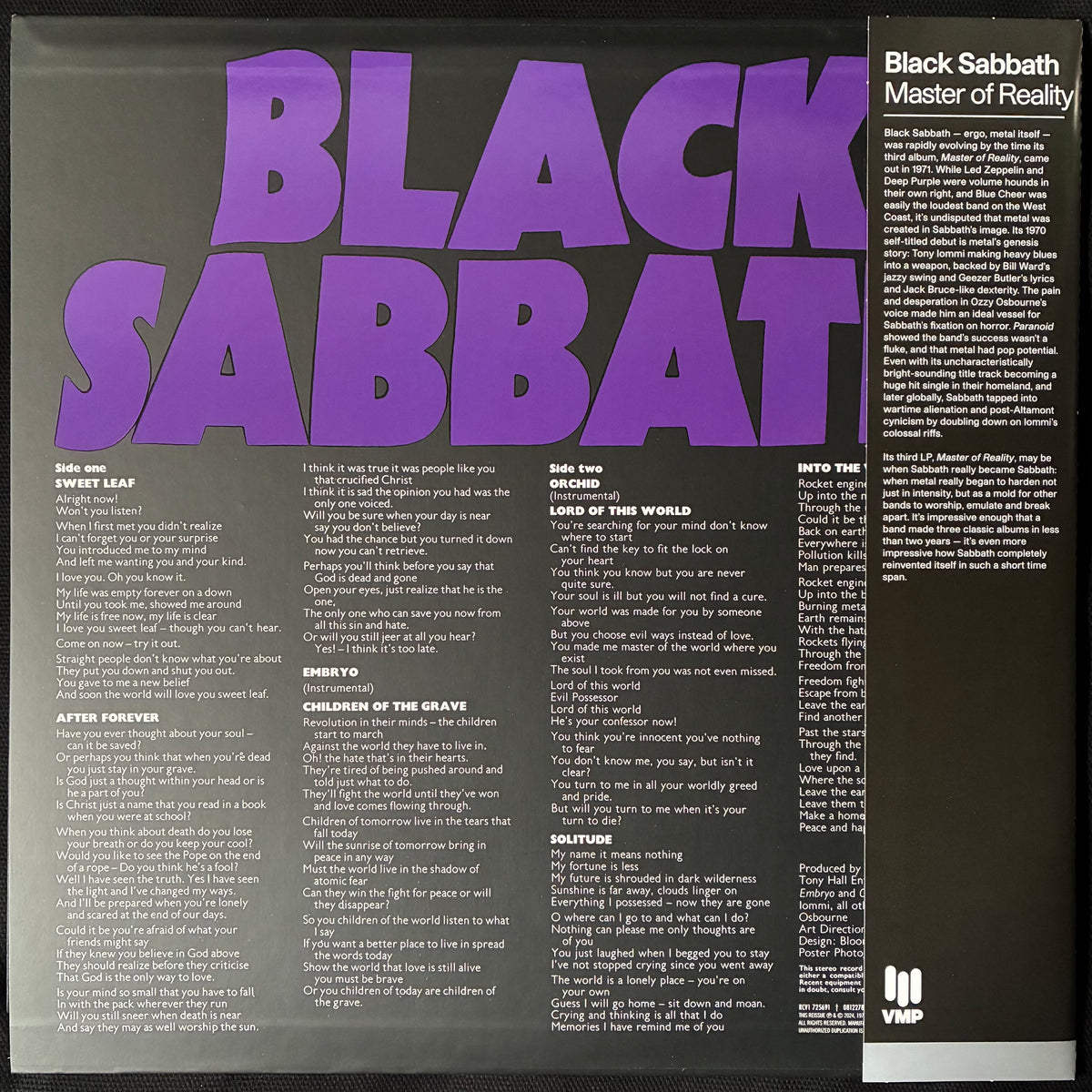 BLACK SABBATH - MASTER OF REALITY (VMP PURPLE/BLACK SPLATTER) (USED VINYL 2024 US M-/M-)