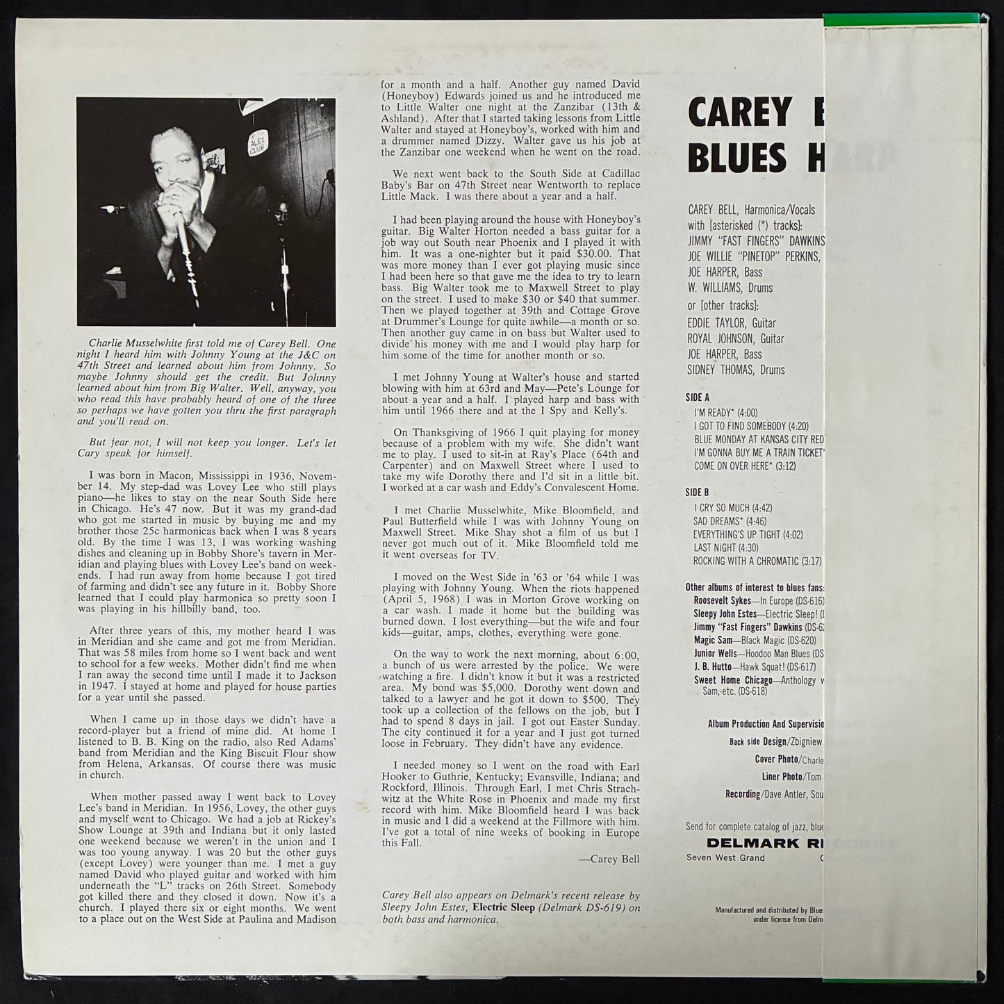 CAREY BELL - CAREY BELL'S BLUES HARP (USED VINYL 1988 JAPAN M-/EX+)