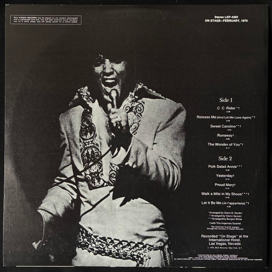 ELVIS PRESLEY - ON STAGE FEBRUARY, 1970 (USED VINYL 1977 AUS M-/M-)
