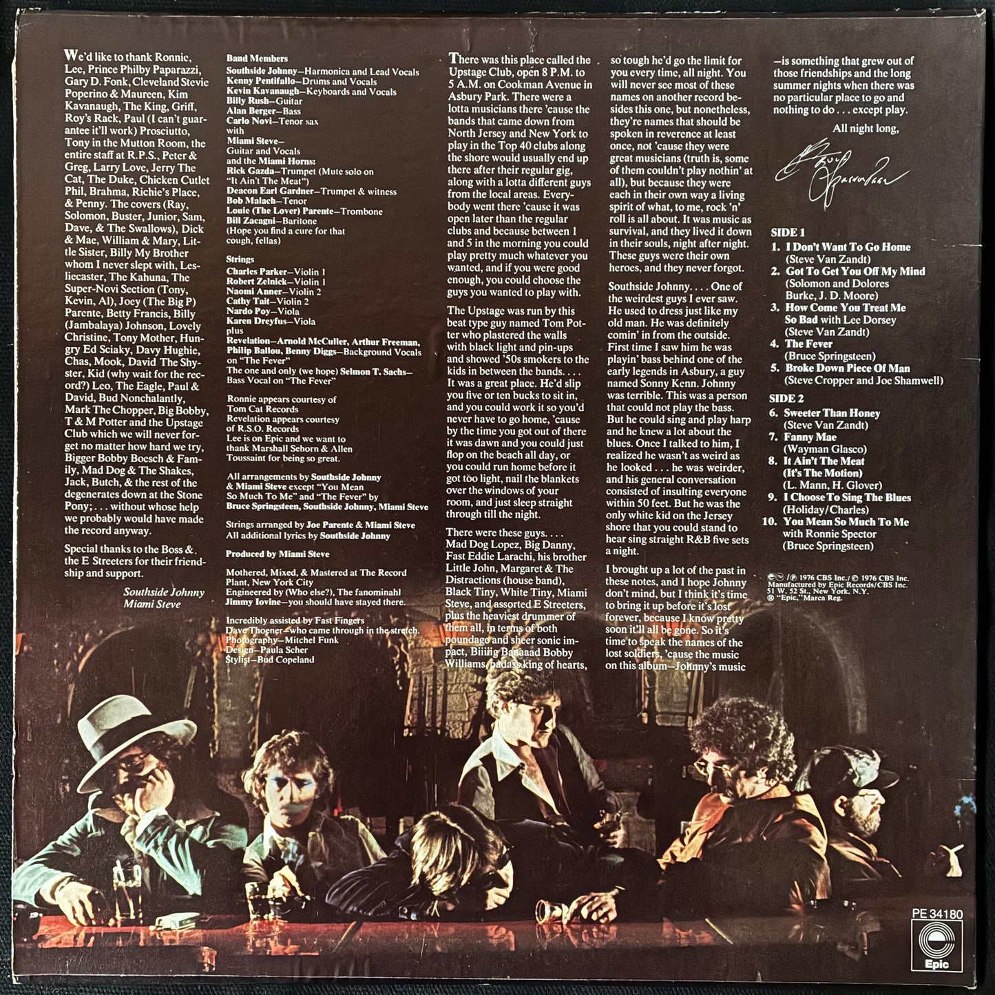 SOUTHSIDE JOHNNY AND THE ASBURY JUKES - I DON'T WANNA GO HOME (USED VINYL 1976 US M-/EX+)