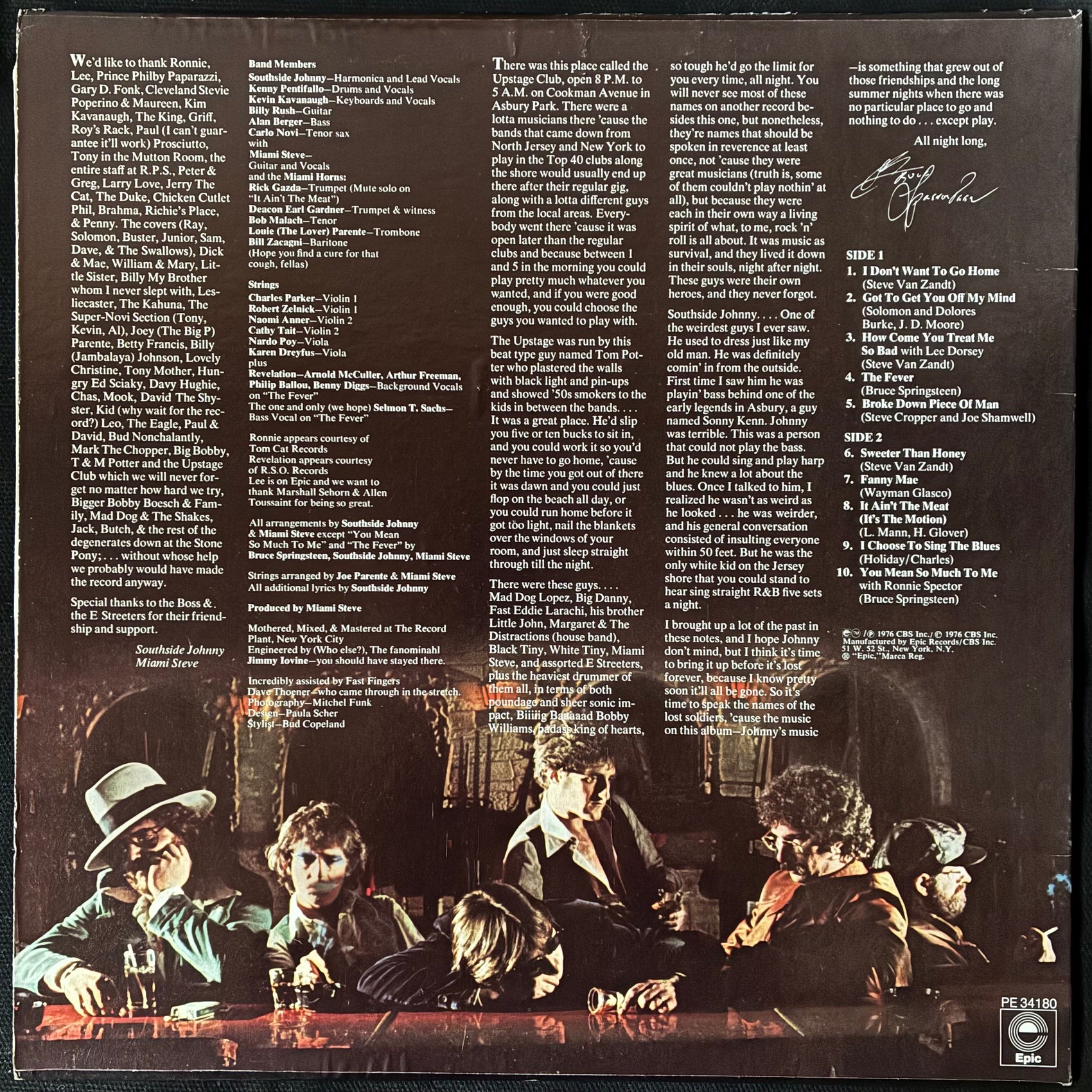 SOUTHSIDE JOHNNY AND THE ASBURY JUKES - I DON'T WANNA GO HOME (USED VINYL 1976 US M-/EX+)
