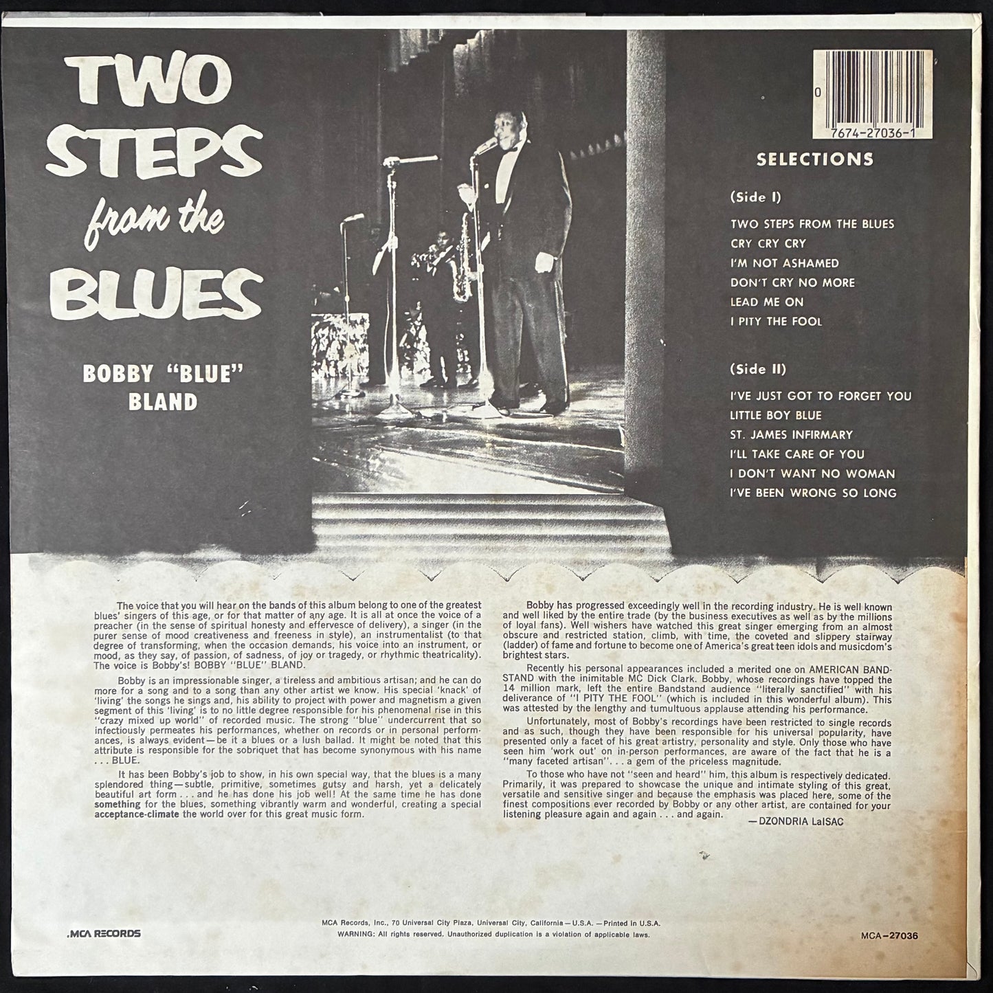 BOBBY BLAND - TWO STEPS FROM THE BLUES (USED VINYL US M-/EX+)
