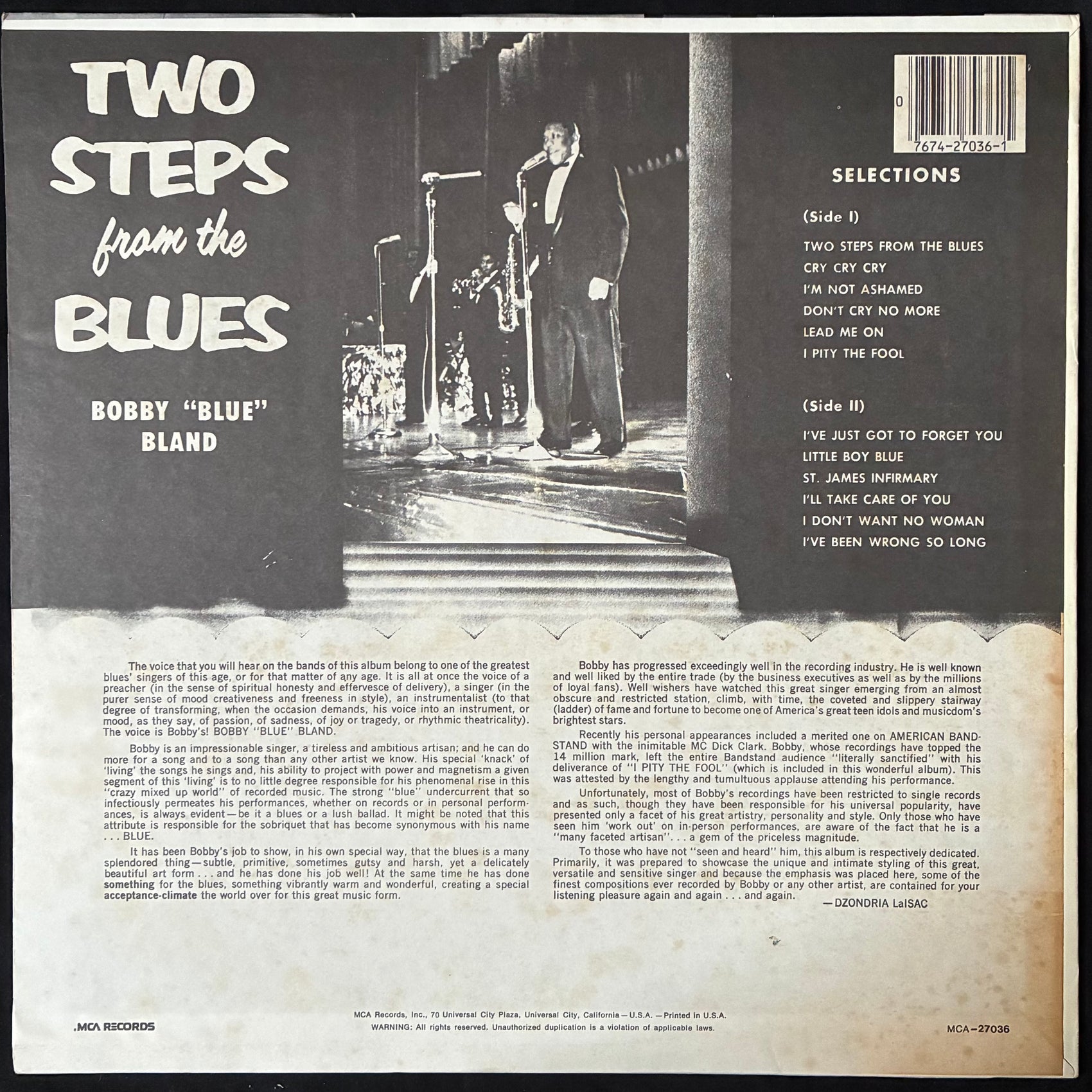 BOBBY BLAND - TWO STEPS FROM THE BLUES (USED VINYL US M-/EX+)