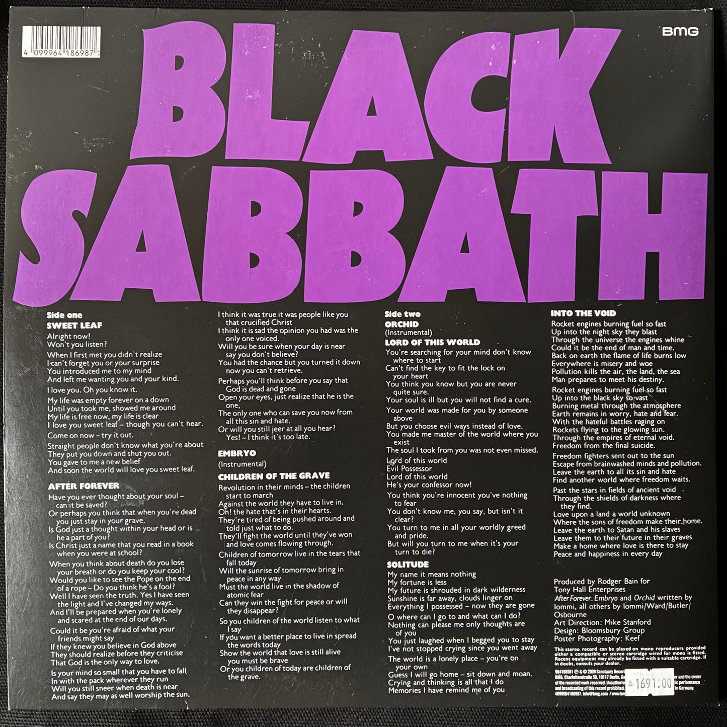 BLACK SABBATH - MASTER OF REALITY (2LP) (USED VINYL 2025 EX+/EX)