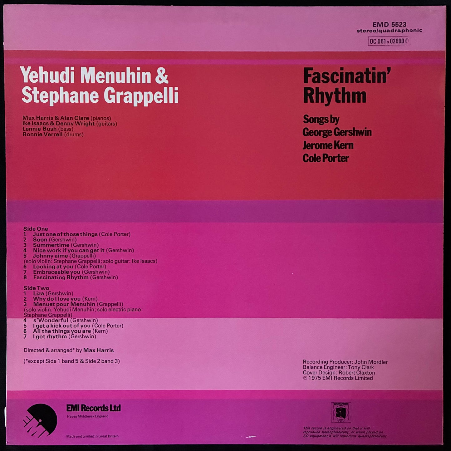 YEHUDI MENUHIN & STEPHANIE GRAPPELLI - FASCINATIN' RHYTHM (USED VINYL 1975 UK M-/EX+)