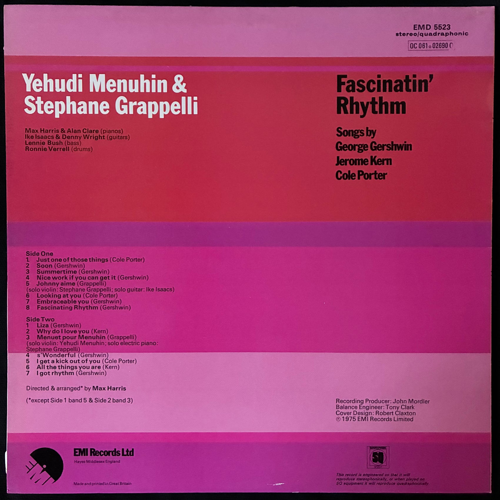 YEHUDI MENUHIN & STEPHANIE GRAPPELLI - FASCINATIN' RHYTHM (USED VINYL 1975 UK M-/EX+)