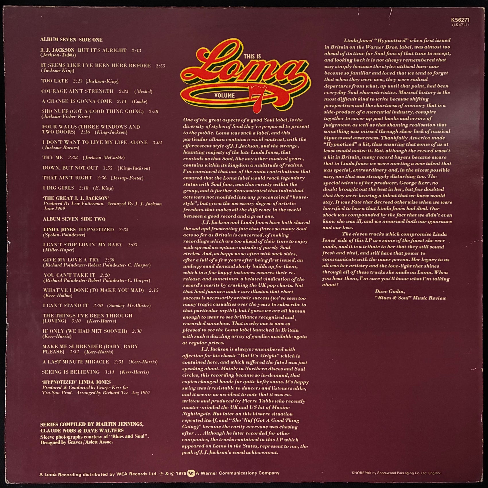 J.J. JACKSON & LINDA JONES - THIS IS LOMA VOLUME 7 (USED VINYL 1976 UK M-/EX+)