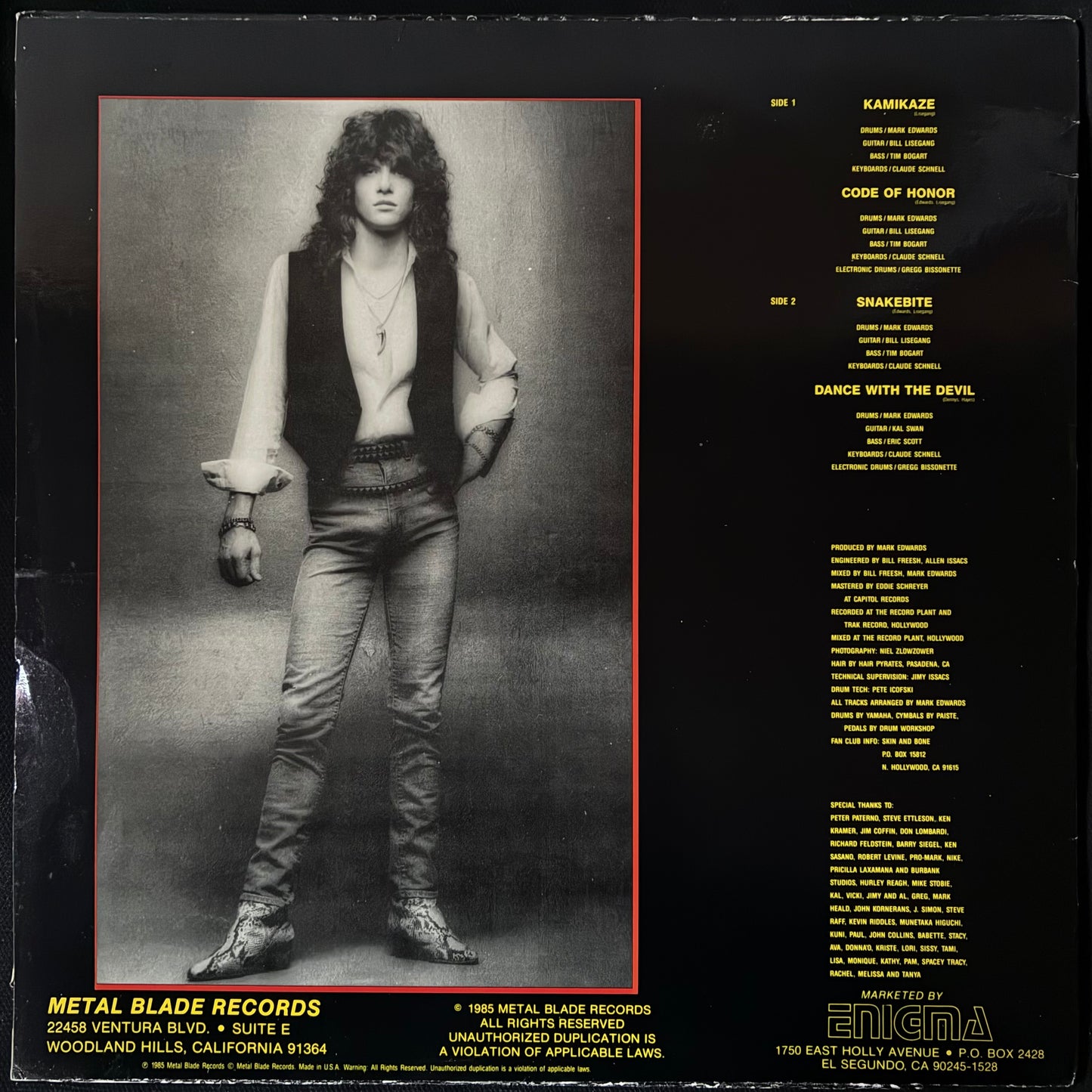 MARK EDWARDS - CODE OF HONOR (EP) (USED VINYL 1985 US M-/EX)