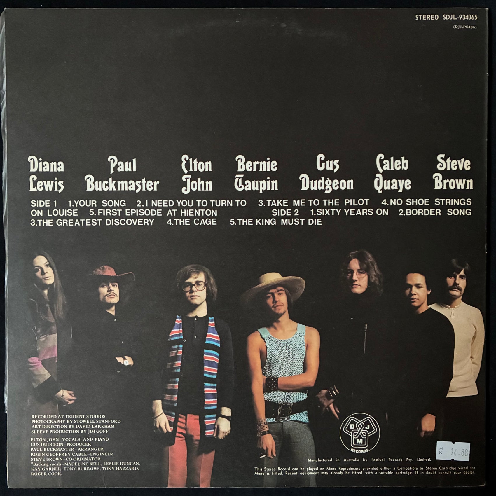 ELTON JOHN - ELTON JOHN (USED VINYL 1971 AUS EX+/EX)